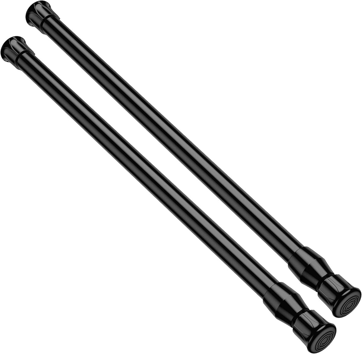 Zipglo 2Pcs Tension Rod 16 To 28 Inch - Black Adjustable Non Slip, No Drill Tension Curtain Rod, Small Tension Rod Short Tension Rod For Window, Kitchen, Doorway