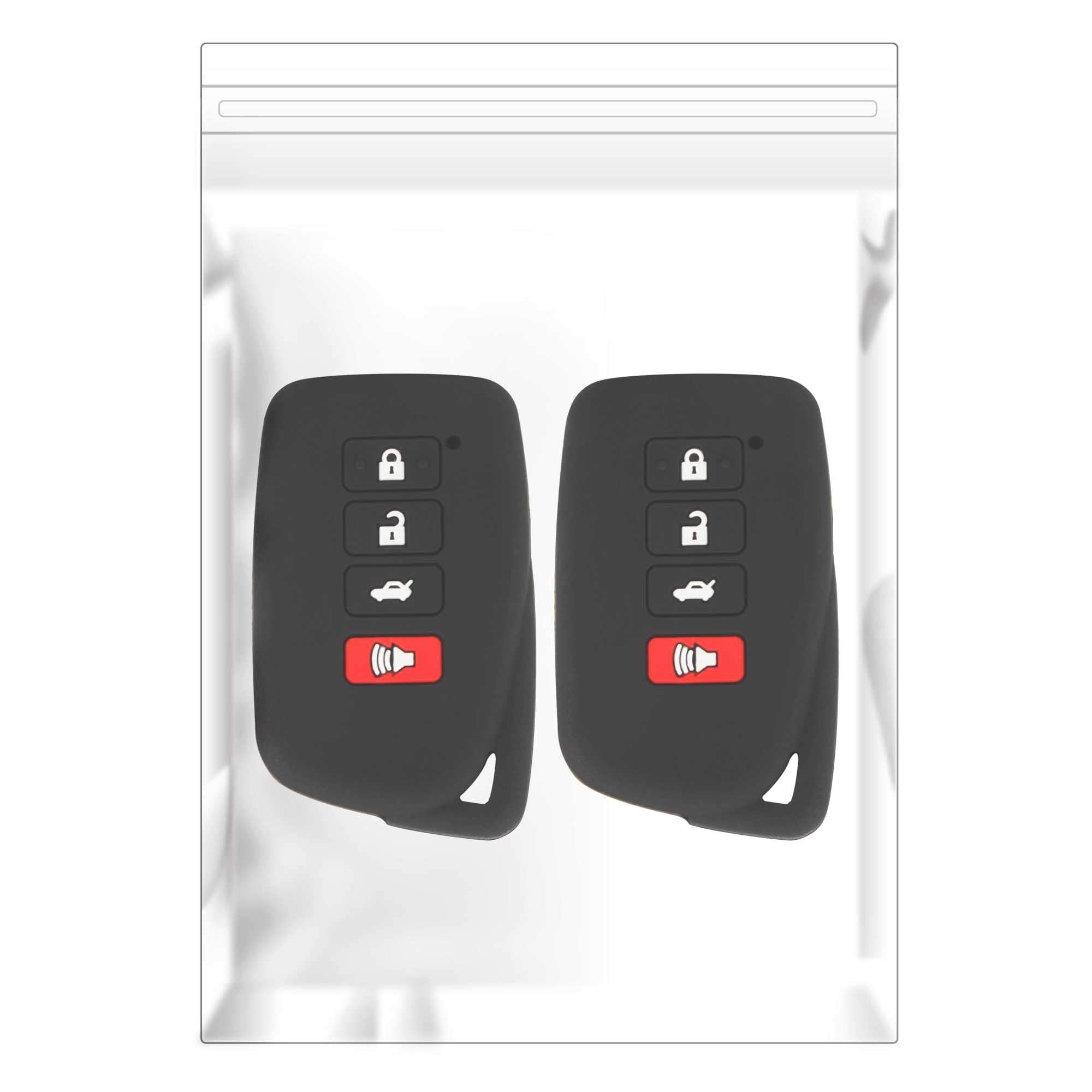 Tomall Silicone Key Cover Black For Lexus Is Es Gs Nx Rx Lx Rc 4 Buttons Smart Remote Key (Pack Of 2)