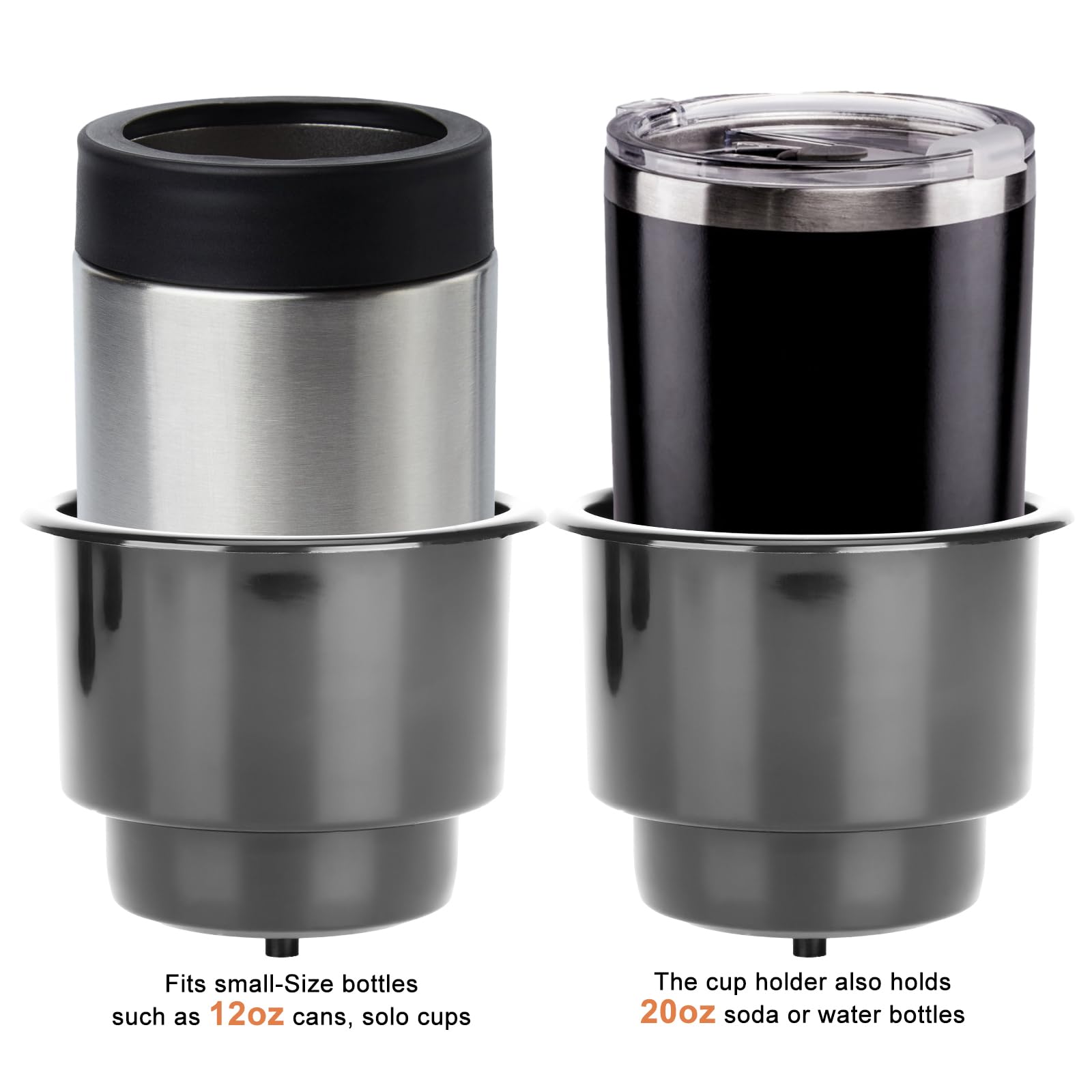 Amarine-Made (Set Of 3) Black Recessed Plastic Cup Drink Can Holder With Drain For Boat Car Marine Rv - Black