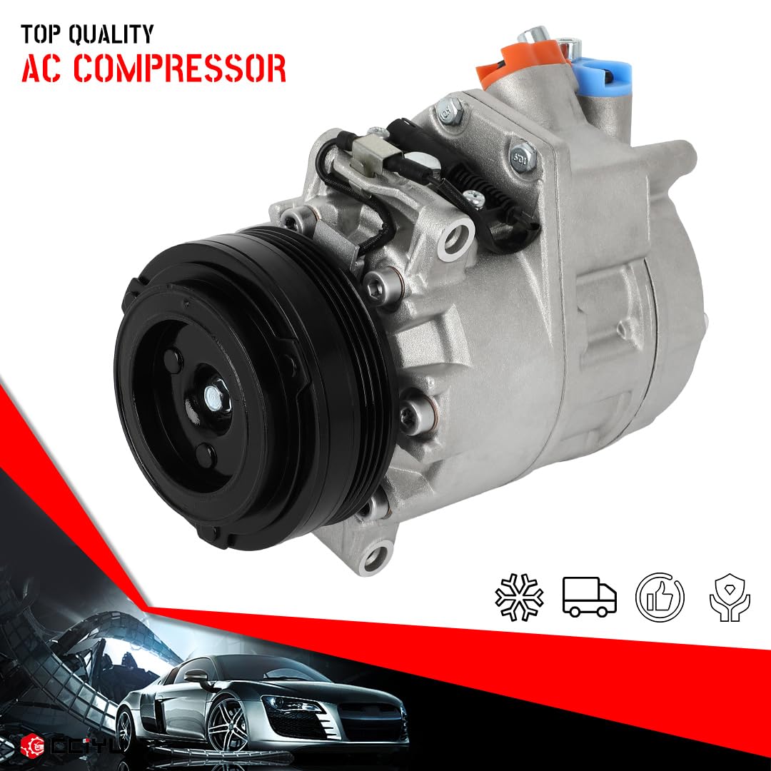 cciyu AC Compressor for Car 2004-2005 2006 for BMW X5 4.4L 4.8LAir Conditioning Compressor with Clutch 4 Grooves 98442