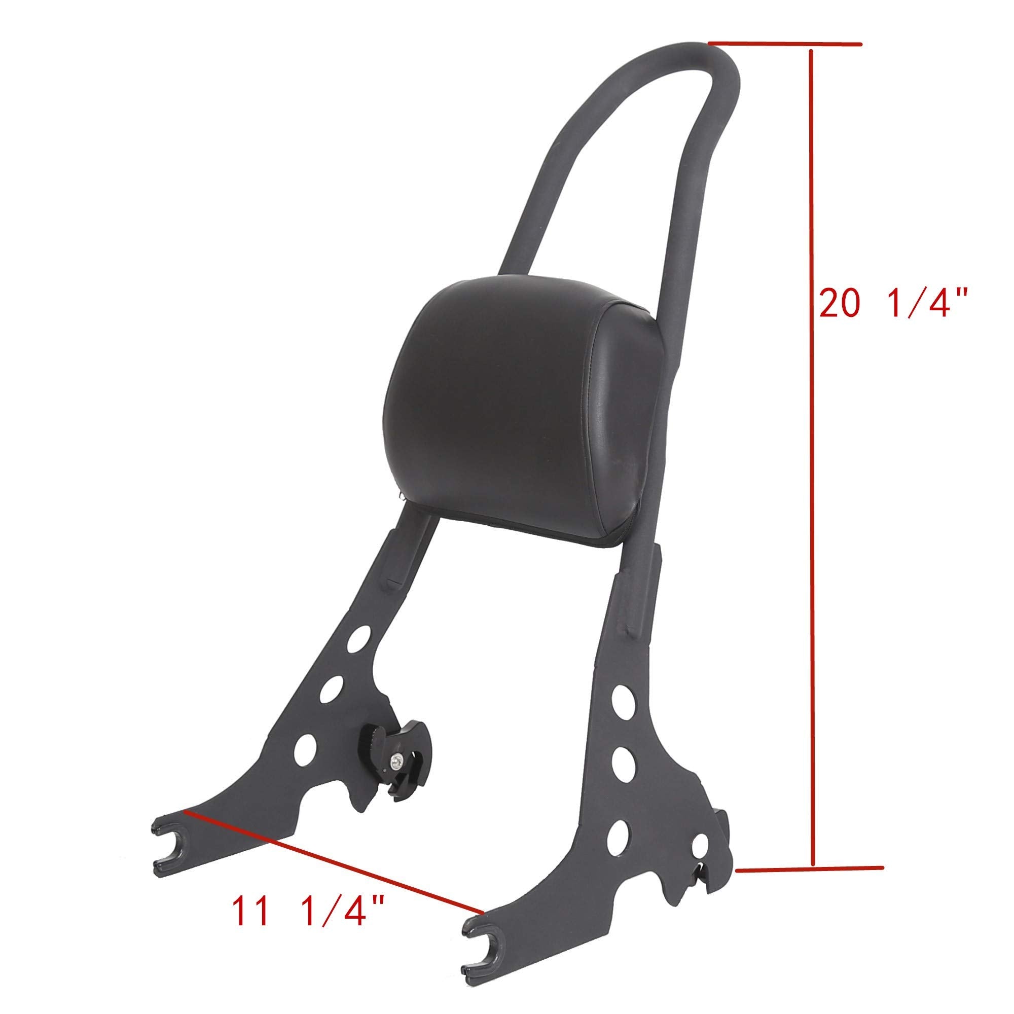 ECOTRIC Detachable Sissy Bar with Backrest Compatible with 2004-Up Harley Sportster XL883C 883R XL1200R 1200C 1200S XLH883 XLH12