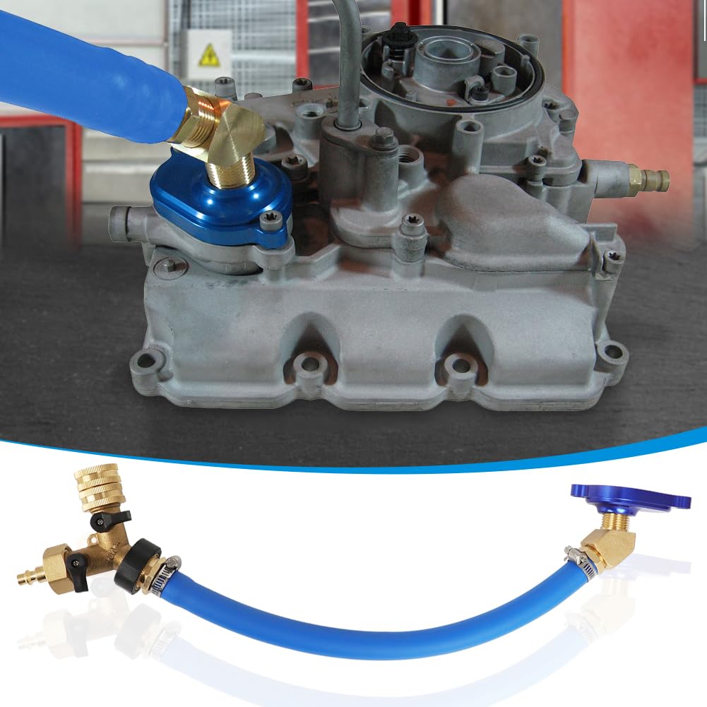 6.0L Oil Cooler Flush Kit With ''T'' Port and Aluminum Anodize Adapter VT365 VT275 replacement for 2003-2010 Ford