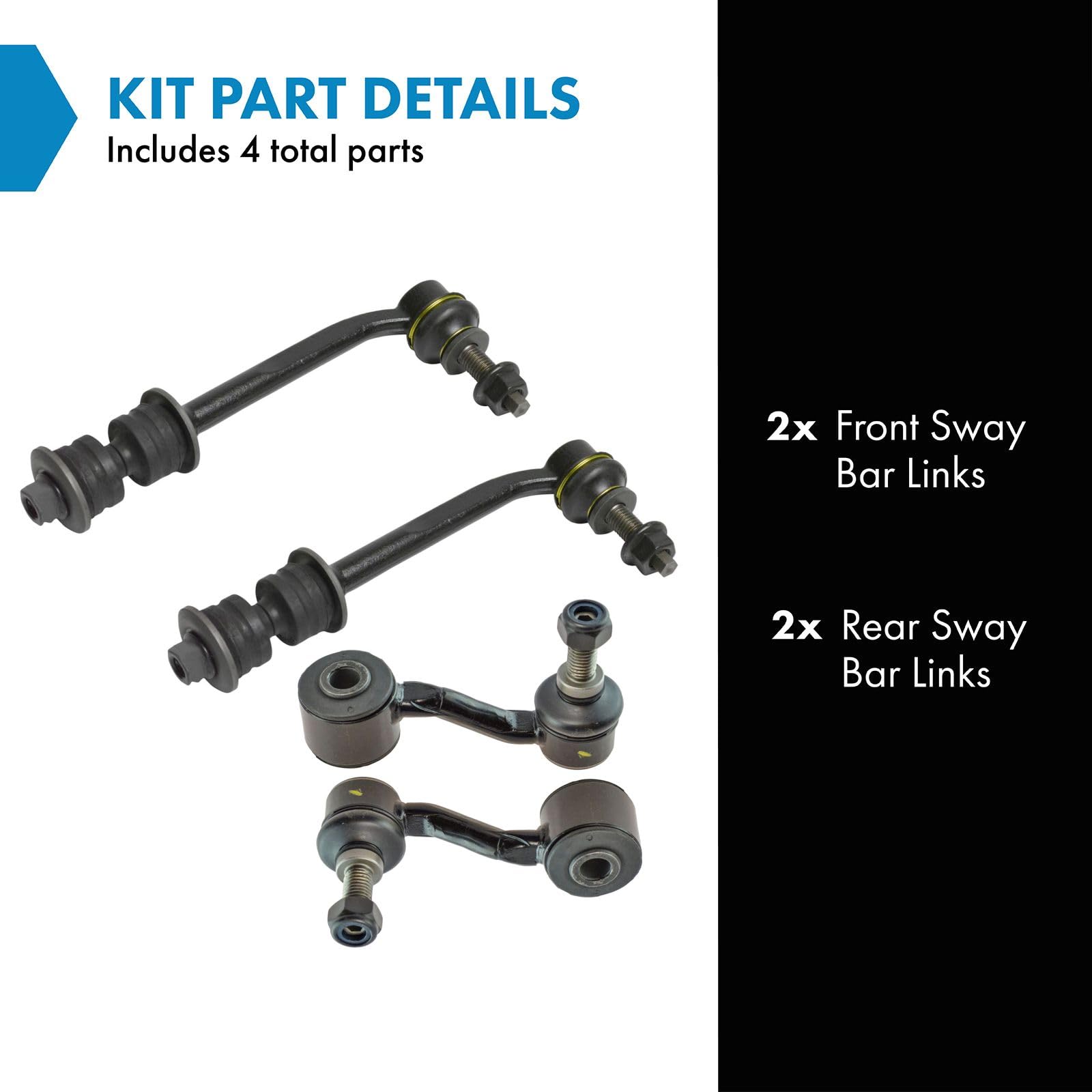 Trq Front & Rear Sway Bar Stabilizer Link Set Compatible With 2007-2009 Chrysler Aspen 2004-2009 Dodge Durango