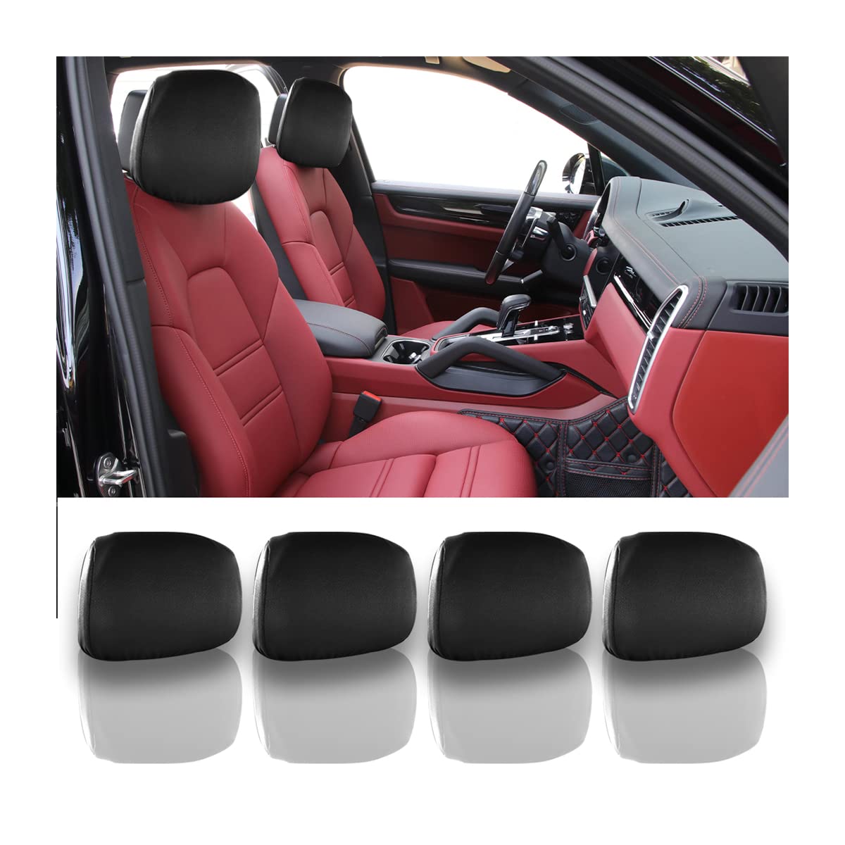 Aukepo 4Pcs Car Headrest Covers, Soft Waterproof Car Seat Head Rest Protector, Universal Automotive Interior Accessories For Van