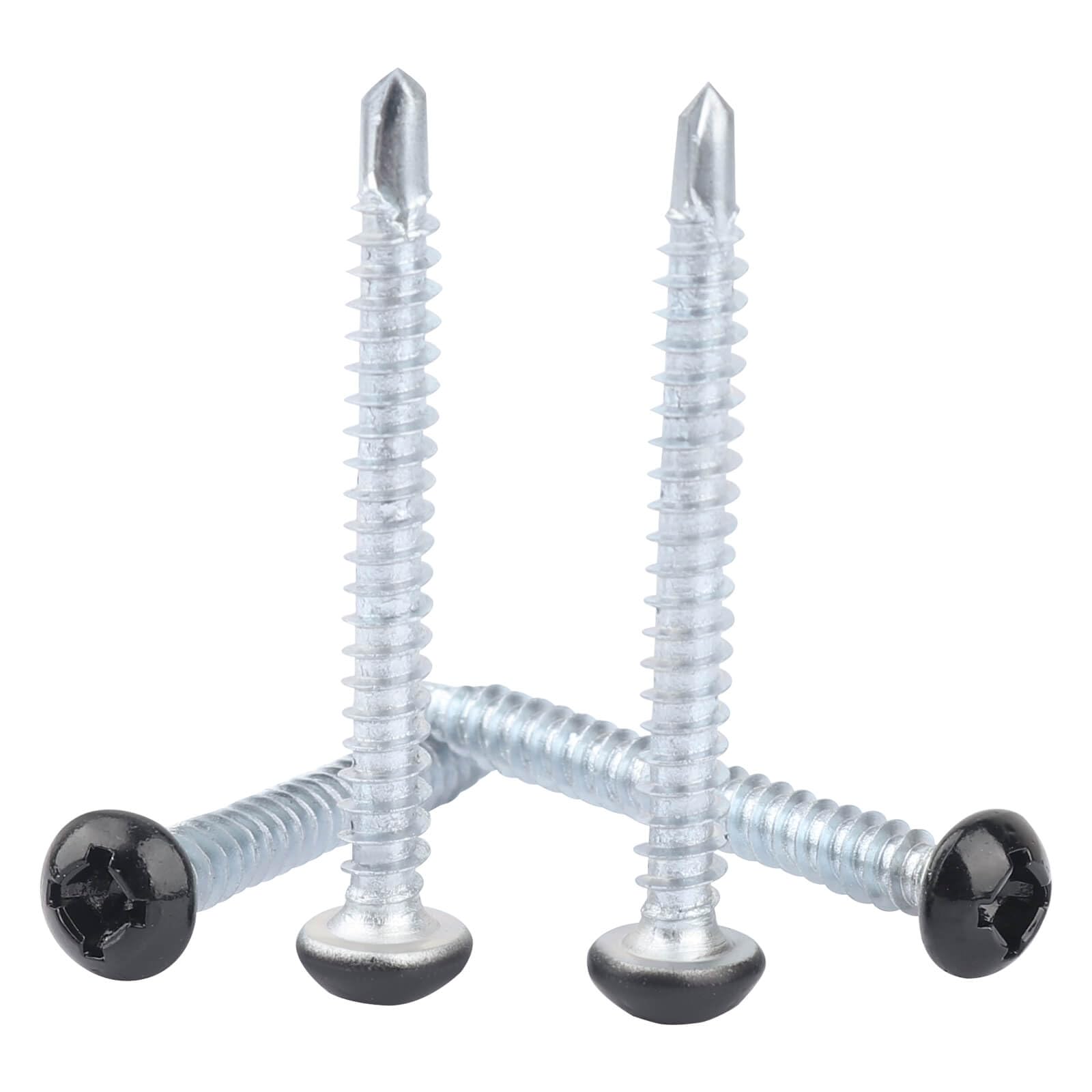 Pan Head Metal RV Screws Black #8x1 for Quad Drive Self Tapping Drill RV Interior and Exterior Enclosed Trailer Repair Screws - 