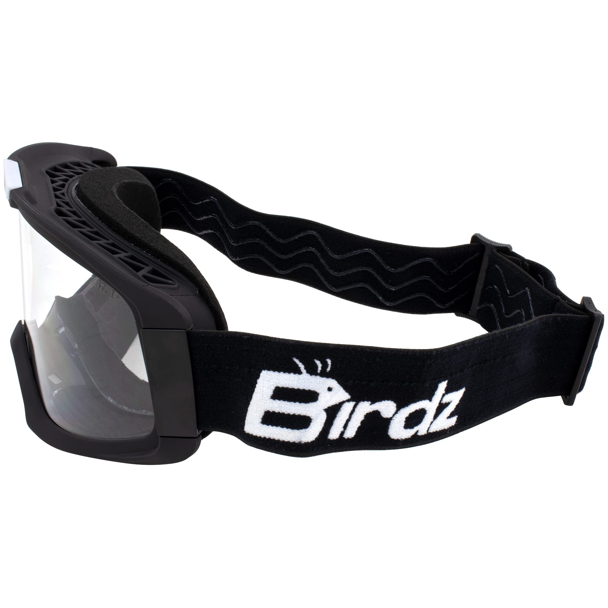 Birdz Pelican Black Fitover Padded Atv Motorcycle Otg Goggles With Clear Lens (Black-Clear)