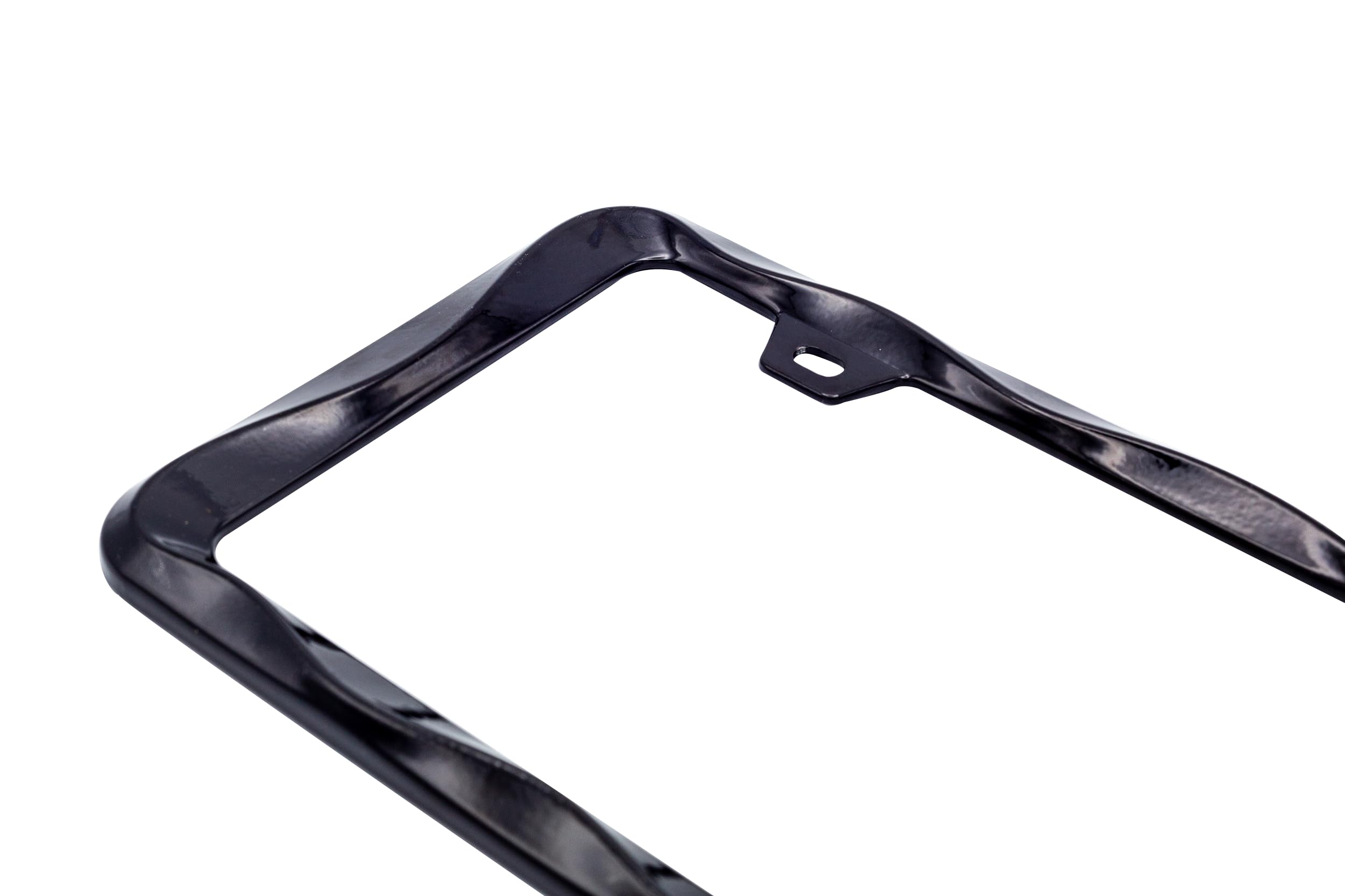 Creathome 3D Curly Wave Pattern Shining Red License Plate Frame From Pure Zinc Alloy Metal