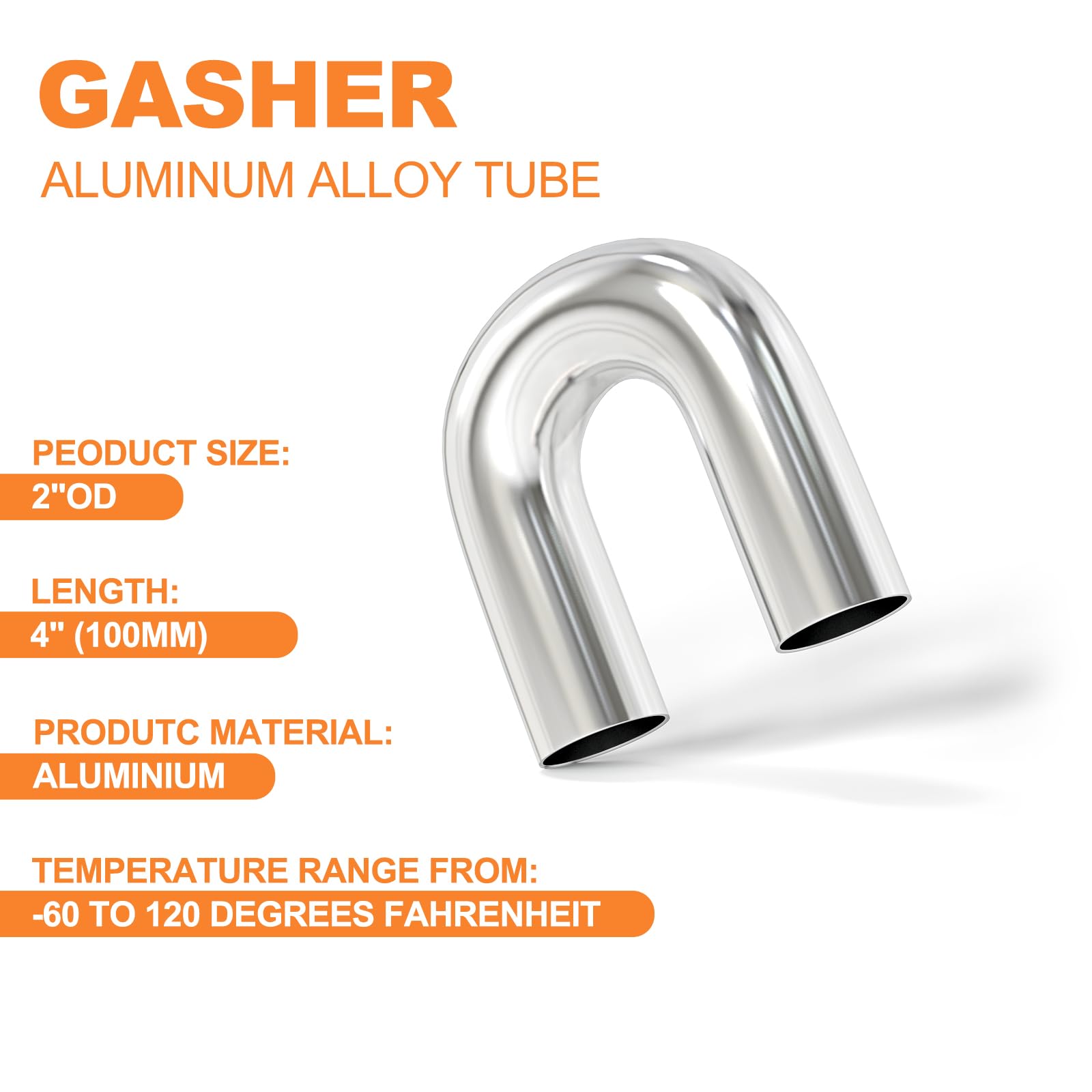 Gasher 2Pcs Intercooler Pipe Aluminum 180 Degree Elbow Alloy Tube 2.5''Od, Leg Length 4'' (100Mm), For Intake And Cooling System