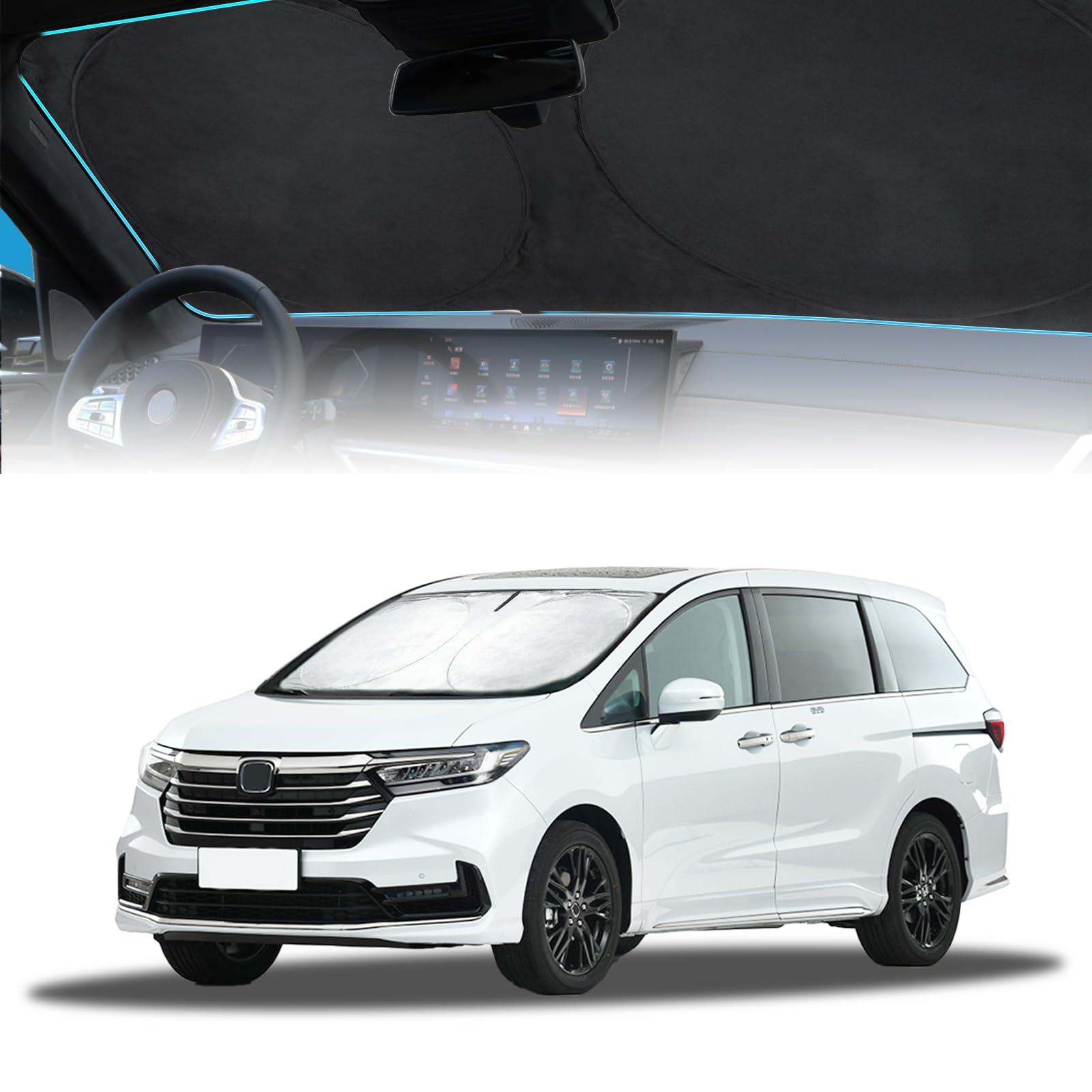 For Odyssey 2026 Windshield Sun Shade Foldable Sunshade Fit For Honda Odyssey 2018-2024 2025 Lx,Ex,Ex-L,Touring,Elite Minivan Wi