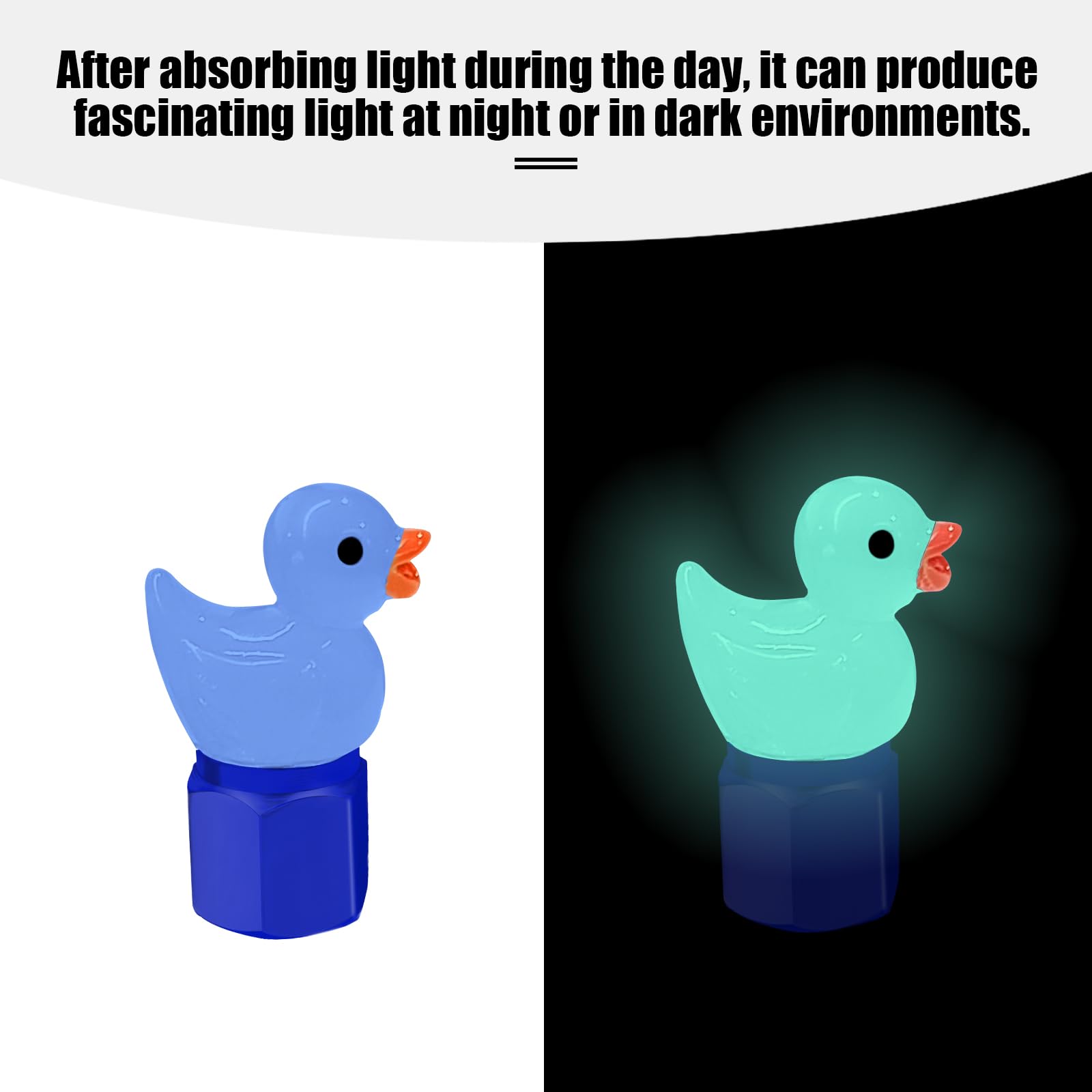 Goothx Tire Valve Stem Cap, 4 Pcs Glow-In-The-Dark Cute Duckling Tire Valve Cap, Universal For Cars, Motorcycles, Trucks, And Bi