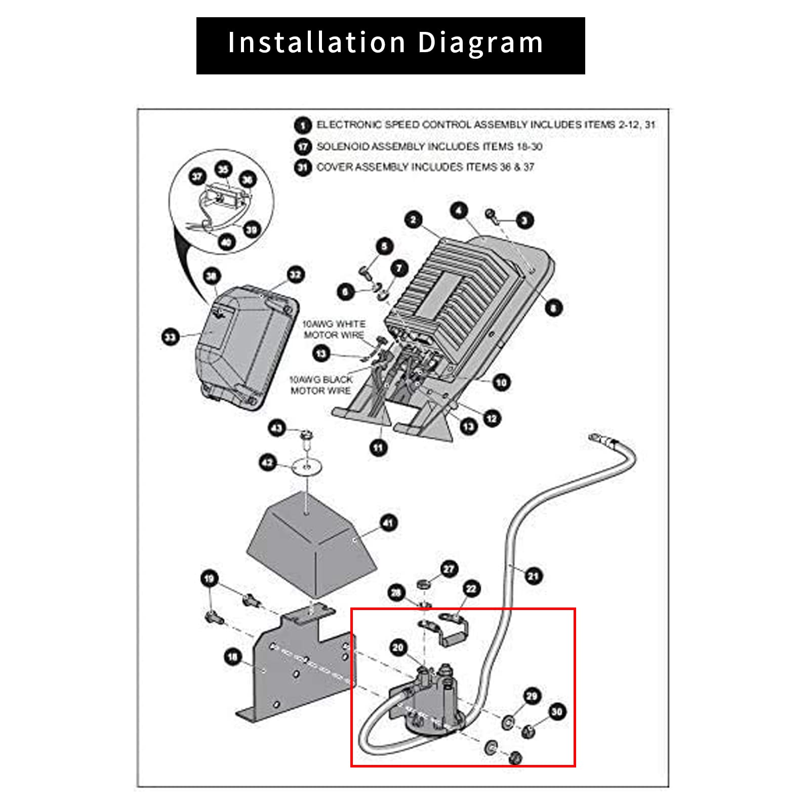 Drive-Up Ezgo Txt 48 Volt Solenoid For Electric 2010-Up & All 48V Mpt 800/1000 Vehicles Golf Cart,Oem 612711