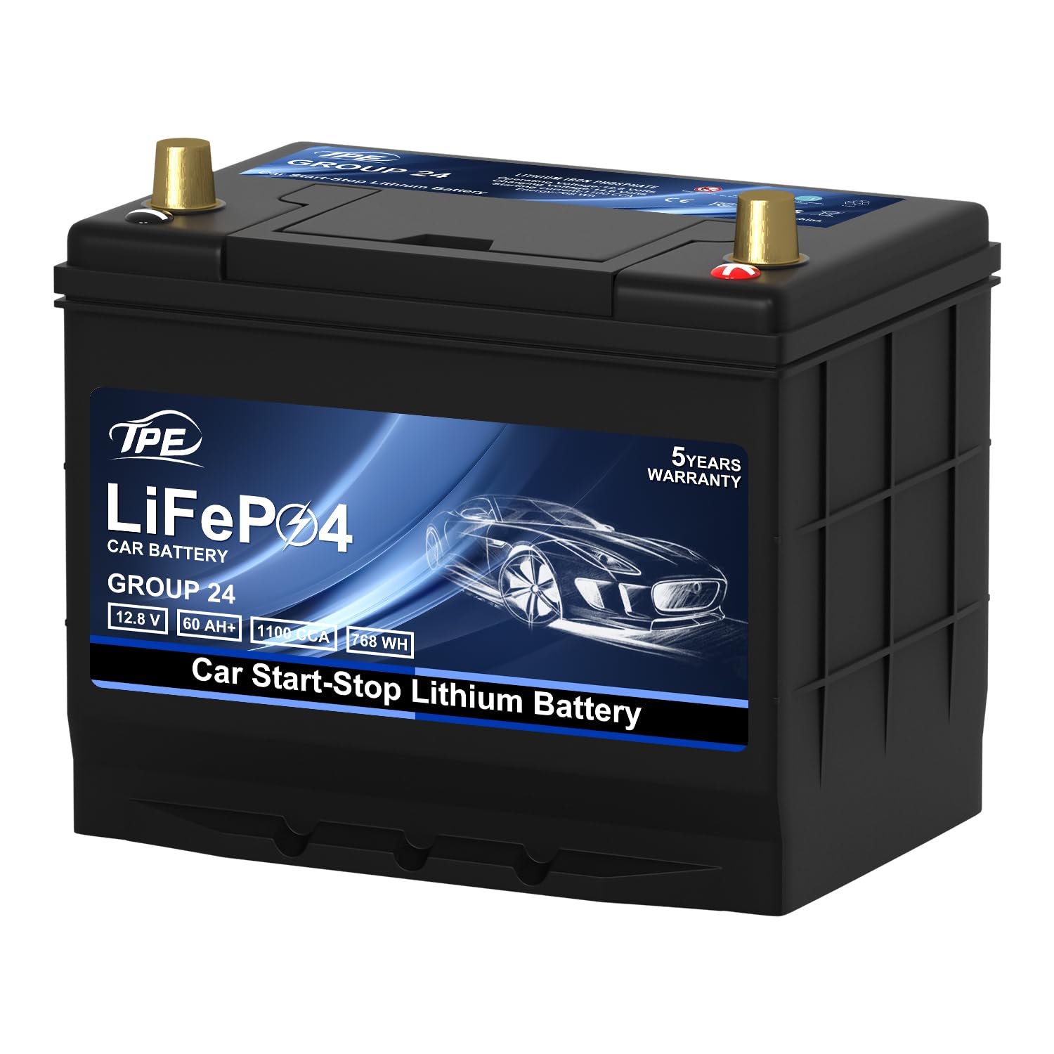 TPE G24 Lithium Car Battery 12V 60AH 1100CCA High-Performance Automotive Battery Start-Stop Technology 60 Months Warranty