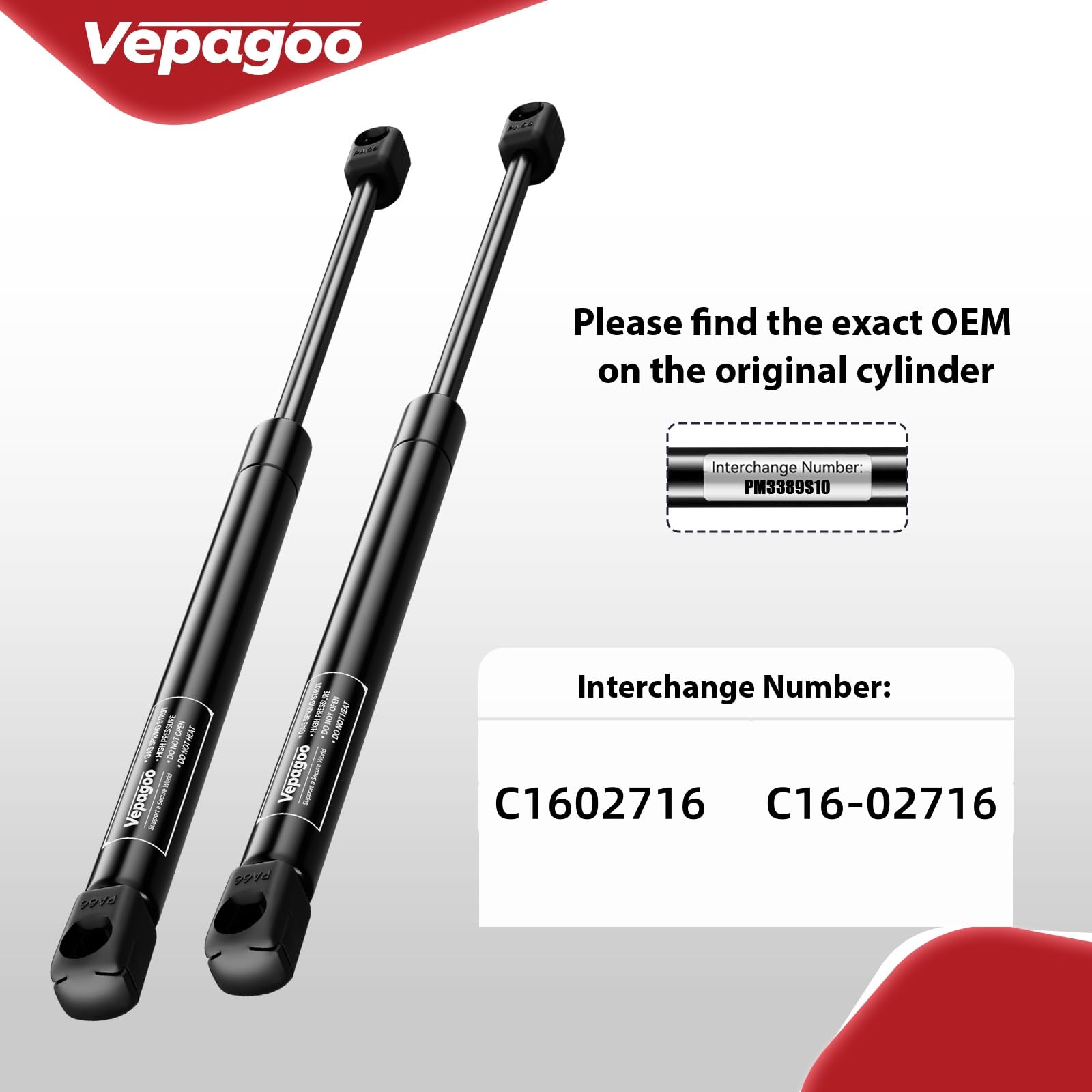 Vepagoo C16-02716 12 Inch 13Lb/58N Gas Shocks Struts Spring For Truck Pickup Tool Box Boat Deck, Weatherguard Csps Aluminum Tool