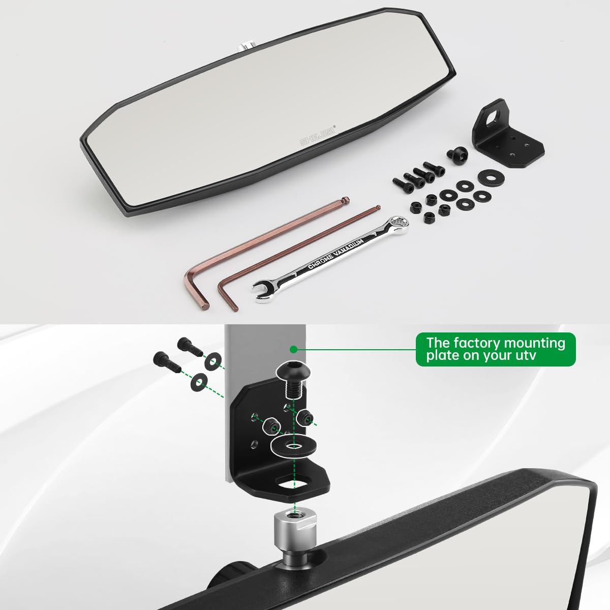 Ranger Rear View Mirror,SHEJISI 2023 New UTV Mirrors,Compatible with 2017-2023 Polaris Ranger 500 570 900 XP 1000 XP/Crew/EPS,Mu