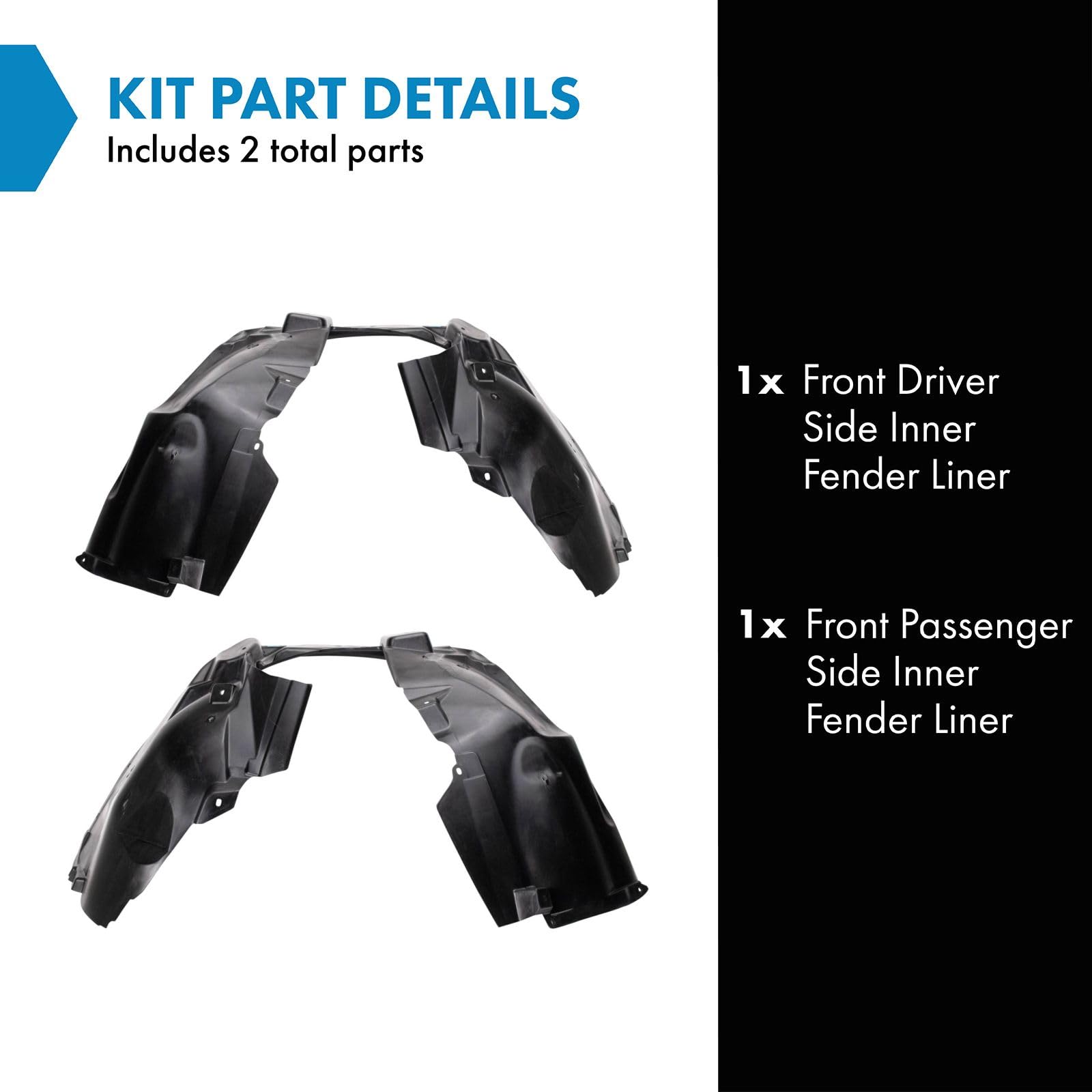 Trq Front Inner Fender Liner Set Compatible With 2017-2022 Jeep Compass Ch1248189 Ch1249189