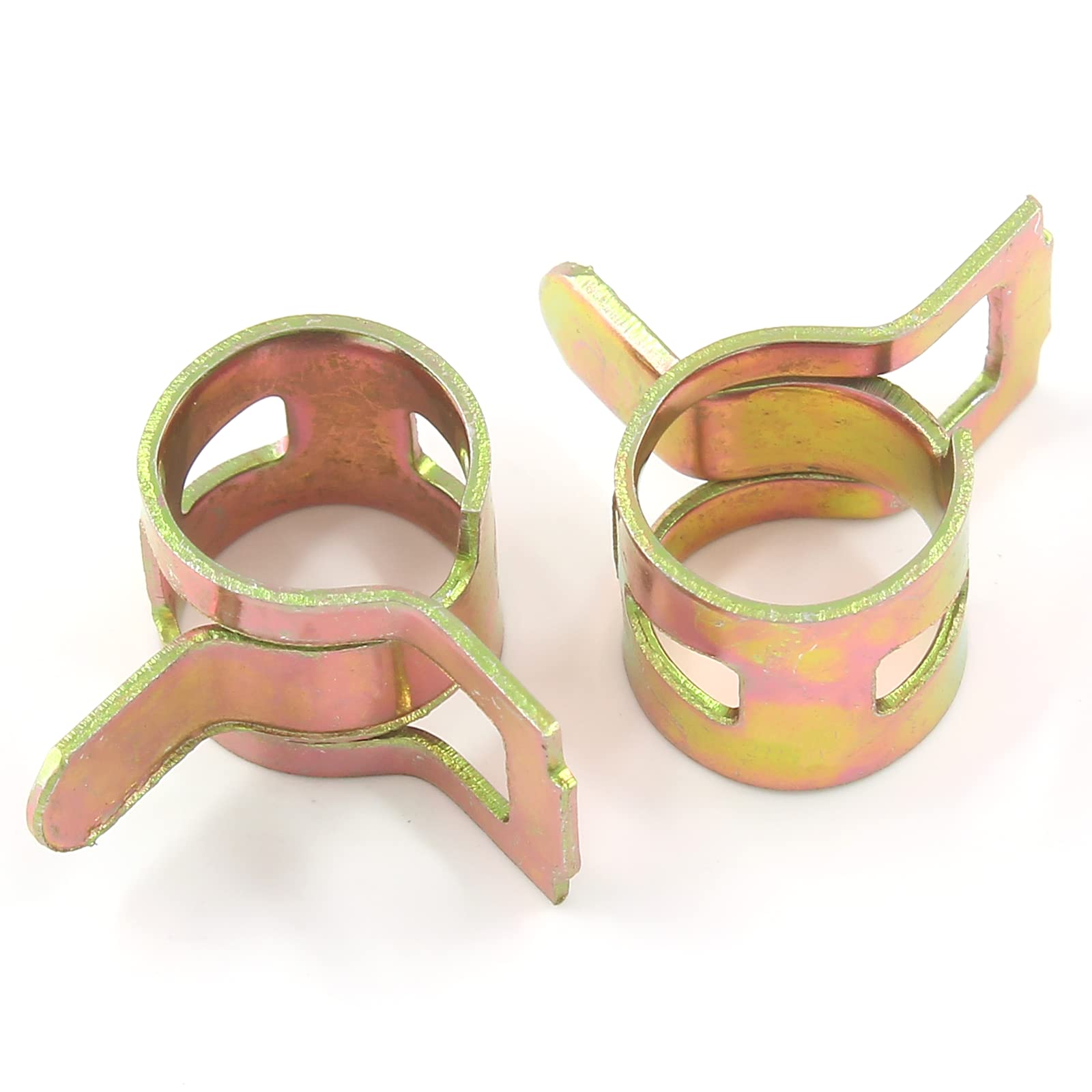Rierdge 60 Pcs 6Mm Id Spring Band Type Clamps, 1/4'' Fuel Hose Clamps Fasteners, Golden Spring Hose Clip For Fuel Hose Line Wate