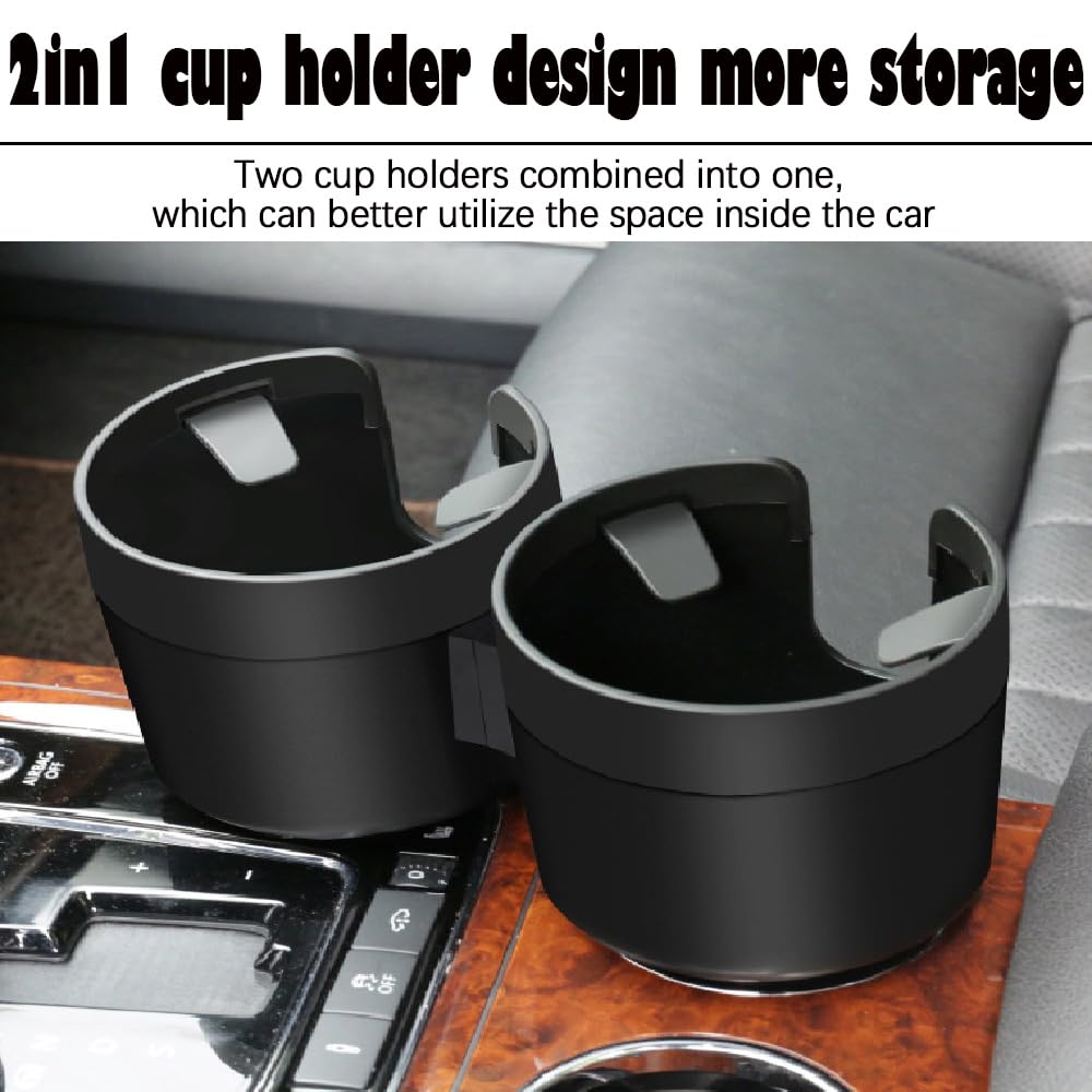 HoneTeek Car Cup Holder Expander, 2 in 1 Cup Holder Expander with Adjustable Base, Cup Holder Insert for 10-46 OZ Bottles, Cups,