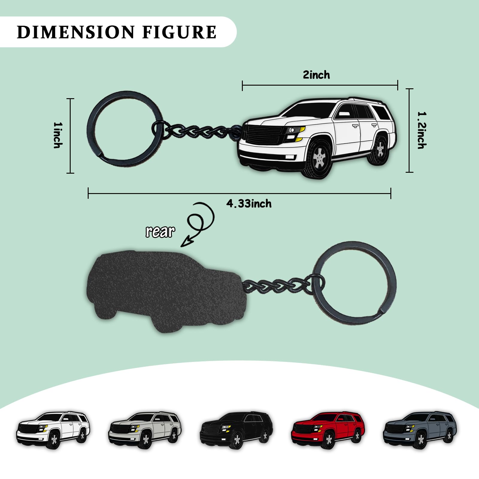 Glahorse For Chevrolet Suburban Keychain，For Chevrolet Suburban Accessories 2015-2020，Metal Keychain (White)