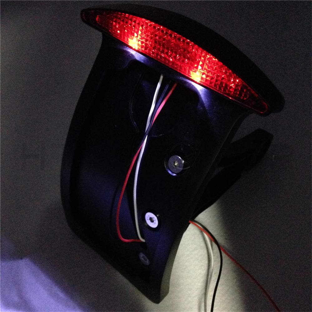 Httmt Mt301-A-Bk Black Curved Side Mounted License Plate Bracket W/Led Tail Light Brake Light 7/8 Inches Or 1 Inch Axles Compati