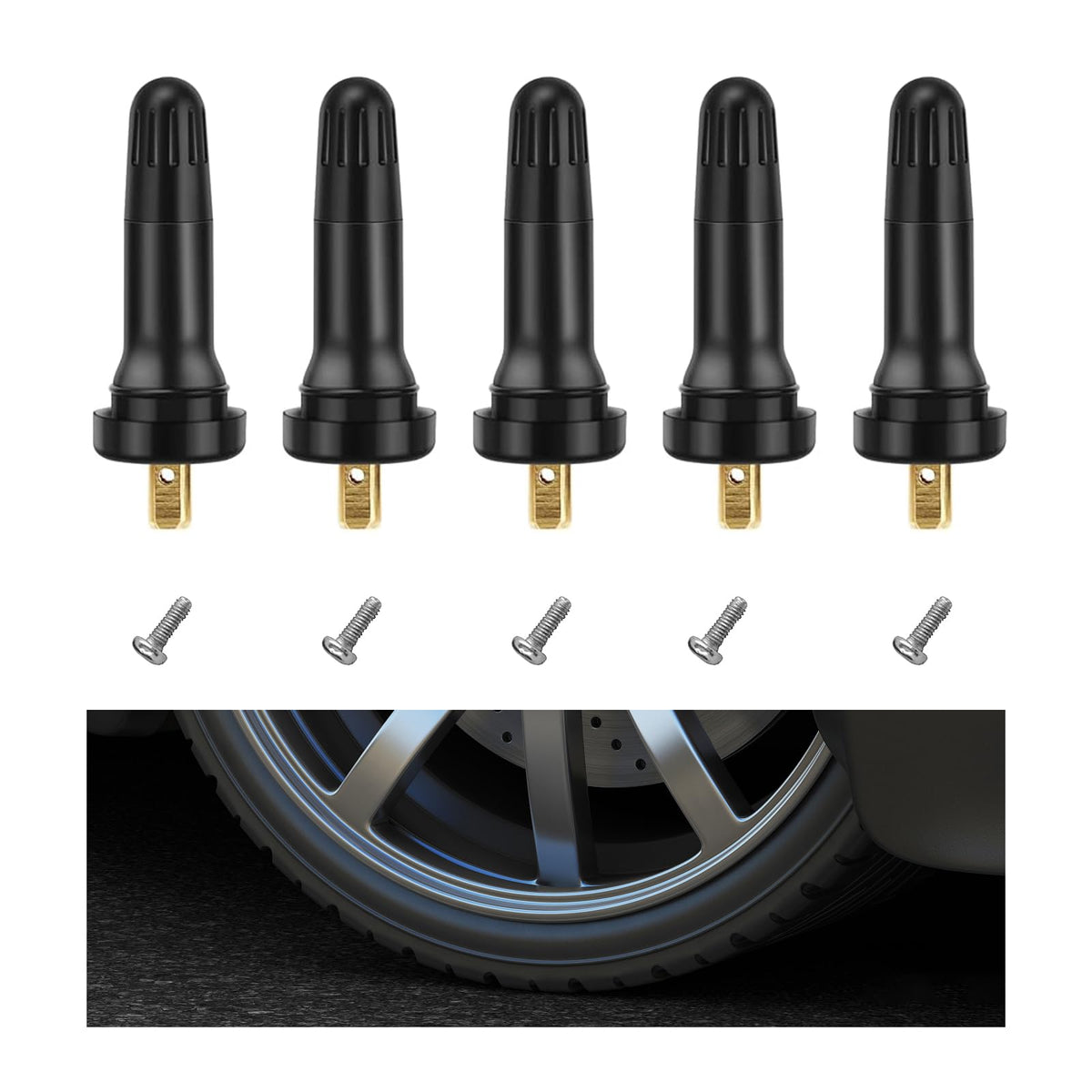 Augeny 5Pcs Tpms 20008 Tire Valve Stem, Snap-In Rubber Tubeless Tire Pressure Se WBCARB0CJY56SNS