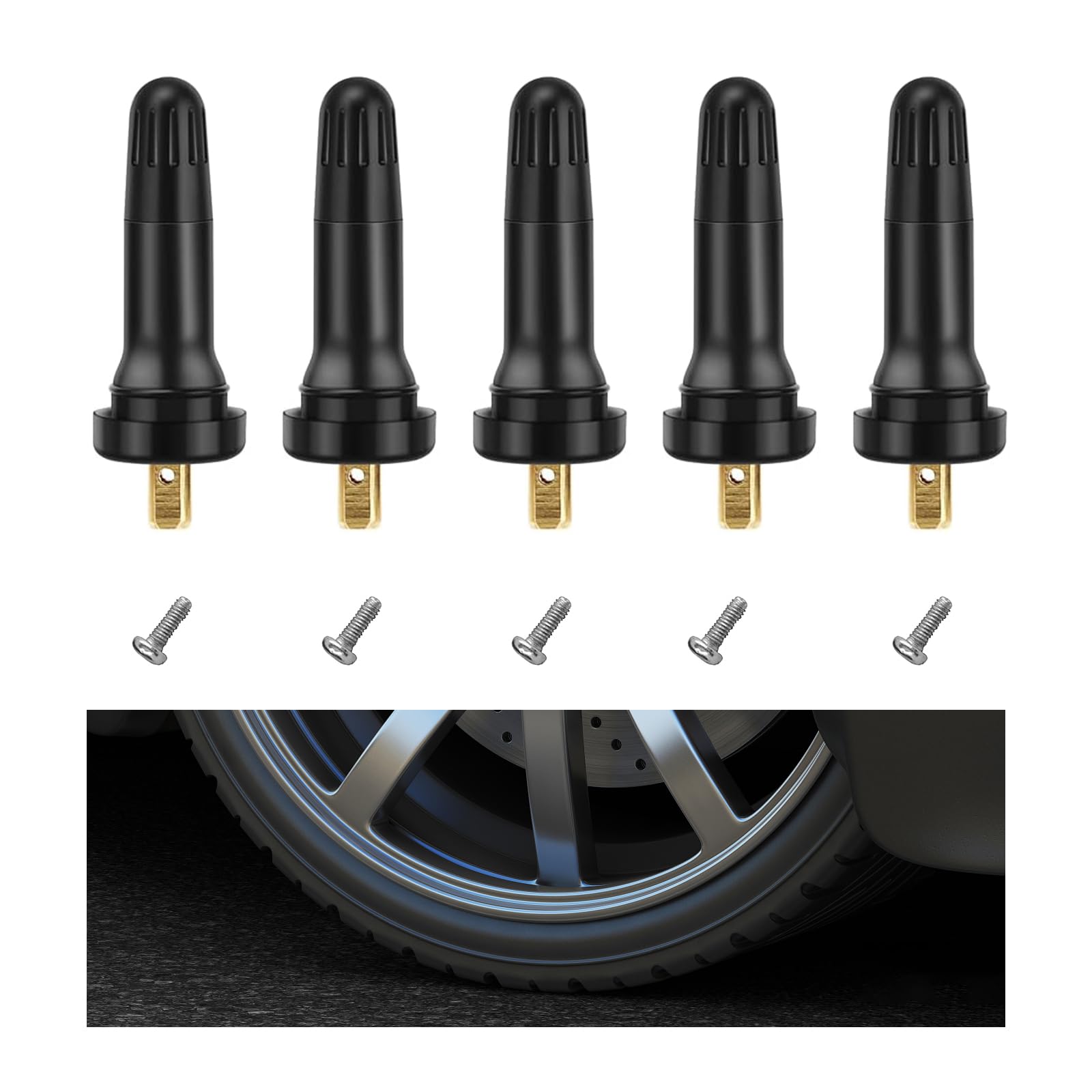 Augeny 5Pcs Tpms 20008 Tire Valve Stem, Snap-In Rubber Tubeless Tire Pressure Sensor Valve Stem ?Replacement Compatible With Commander, Liberty, Lucerne, Avenger, Charger, Durango