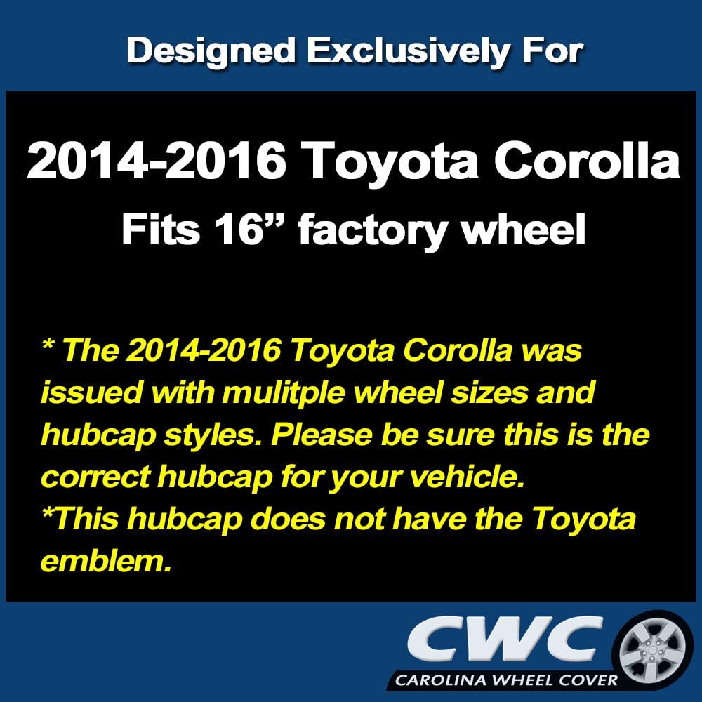 Premium Hubcap Replacement For Toyota Corolla 2014-2016, 16-Inch Replica Wheel Cover (1 Piece)
