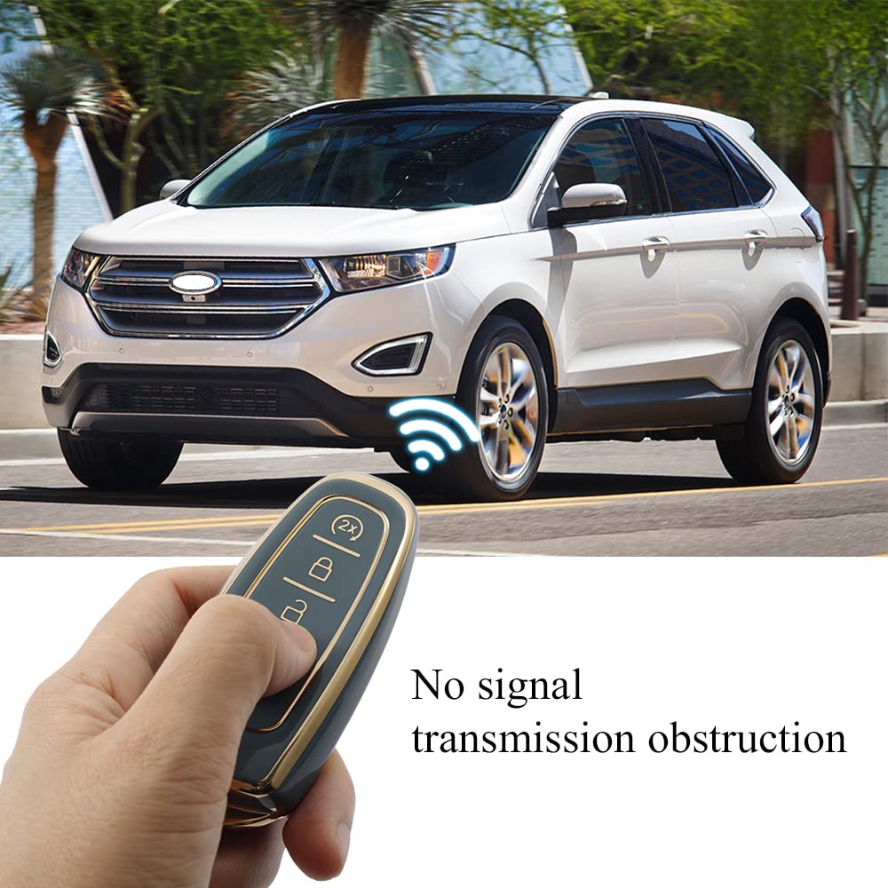 Wsauto Key Fob Cover With Metal Keychain Compatible With With Ford C-Max Edge Escape Expedition Explorer Flex Focus Taurus Linco