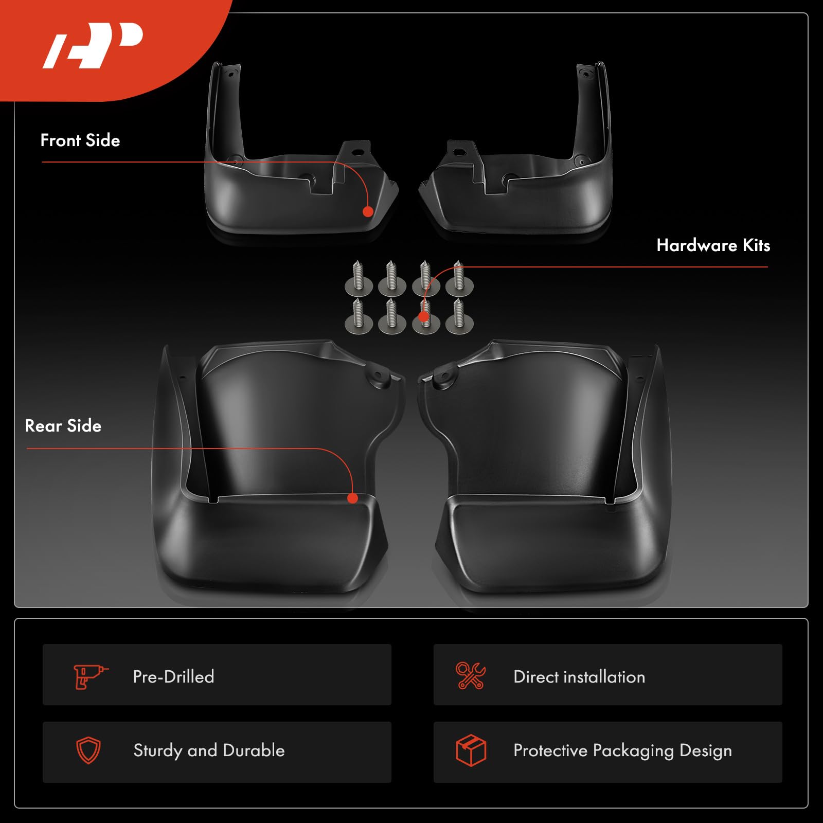 A-Premium Set Of 4Pcs Mud Flaps Splash Guards Mudguards Mudflaps With Hardware Accessories Compatible With Honda Accord, 2008-20