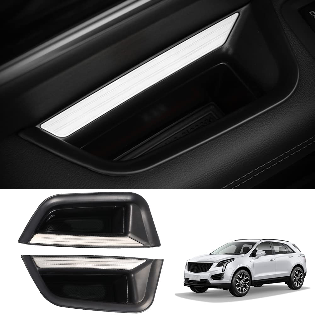 Yboueo 2Pcs Xt5 Front Side Door Handle Storage Box Holder Upgraded Door Armrest Organizer For Cadillac Xt5 2023 2022 2021 2020 2