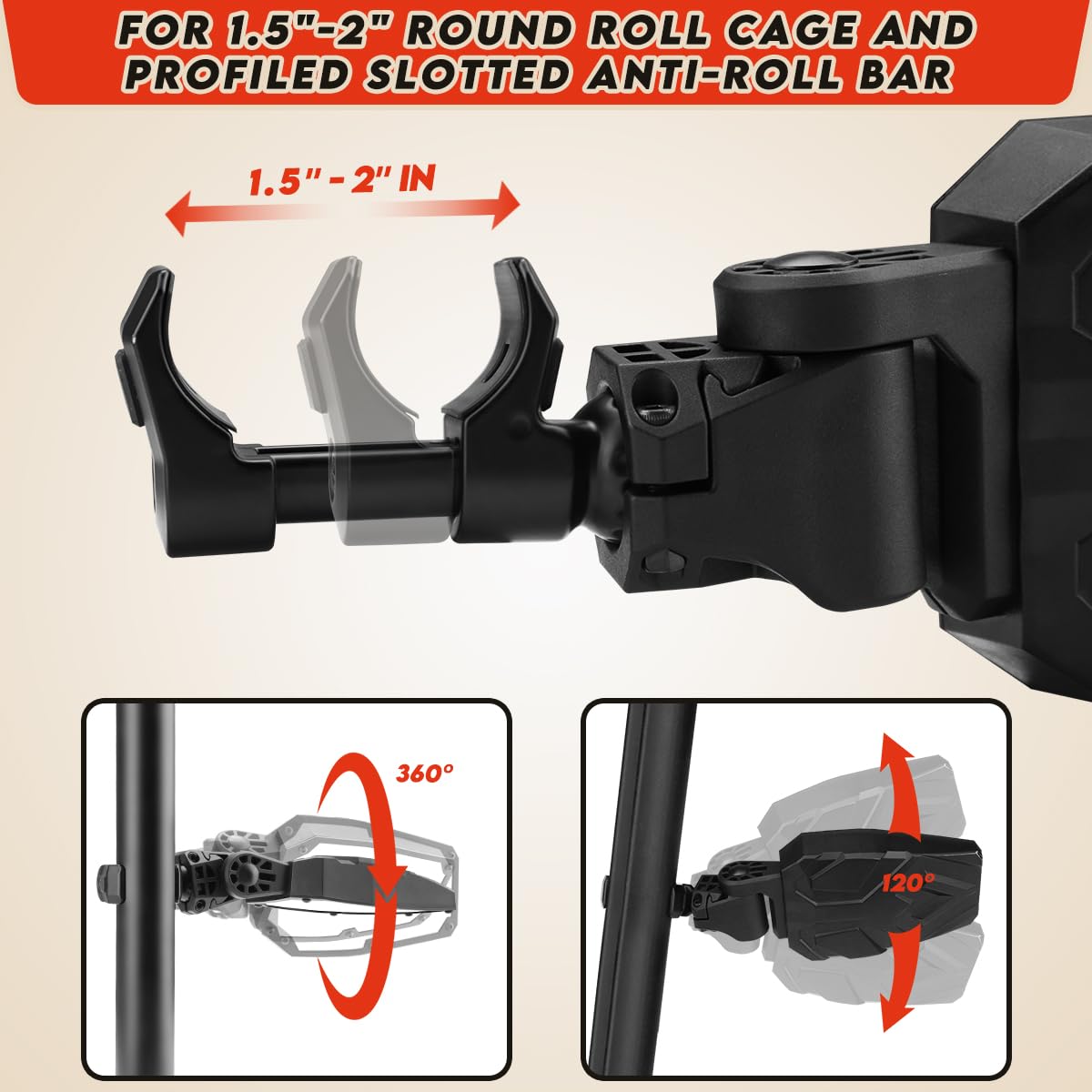 Shejisi Utv Side Mirrors,Utv Mirror Automatic Folding And Resetting In The Event Of Collision,Fits 1.5'-2'Roll Bars Compatible With Polaris Rzr,Can Am X3, Honda Pioneer, Kawasaki Mule, Cfmoto Zforce