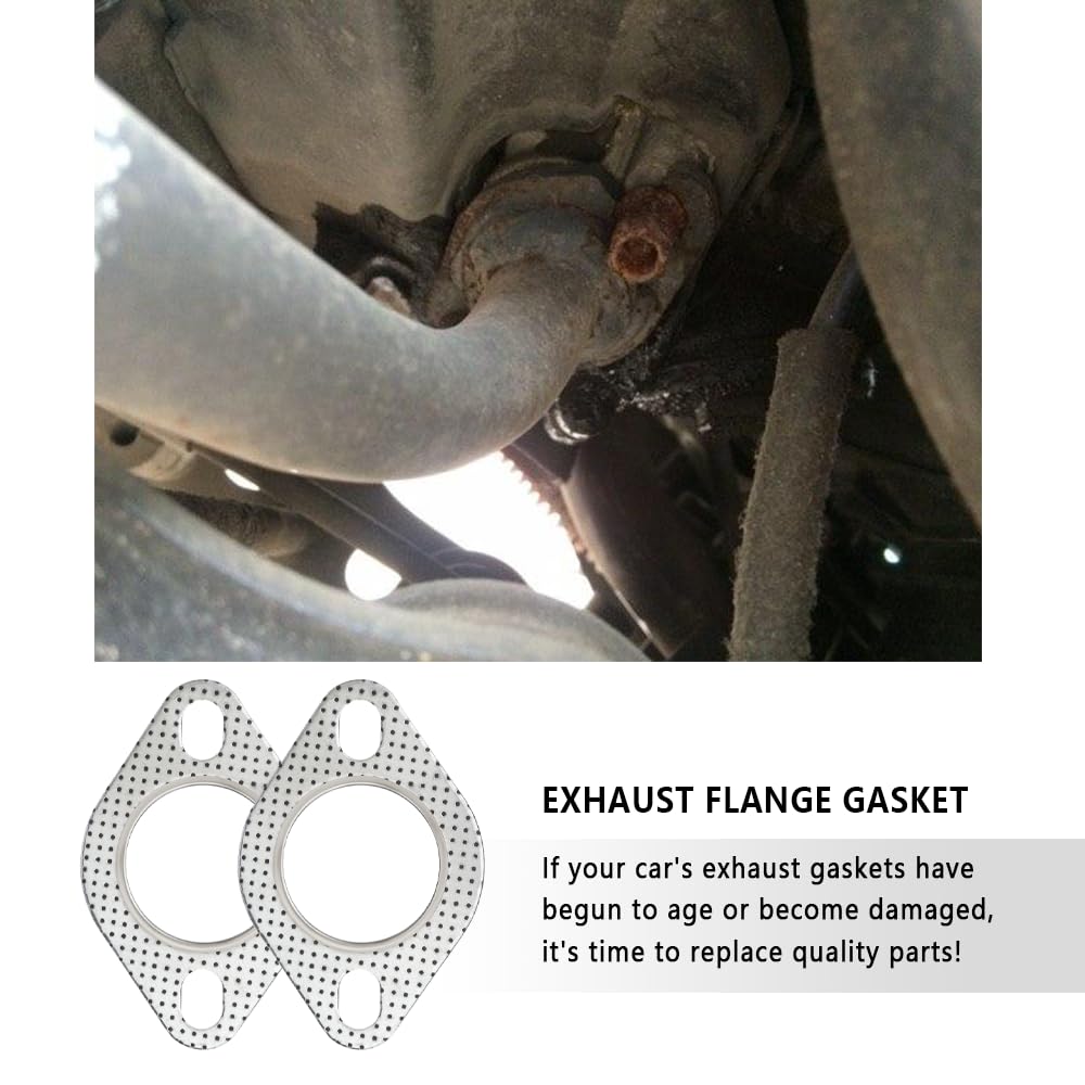 2Pcs Car Exhaust Gasket,2'' 2-Bolt Exhaust Flange Gasket Replacement Oem#120-06310-0002,Standard Exhaust Manifold Gasket Car Acc