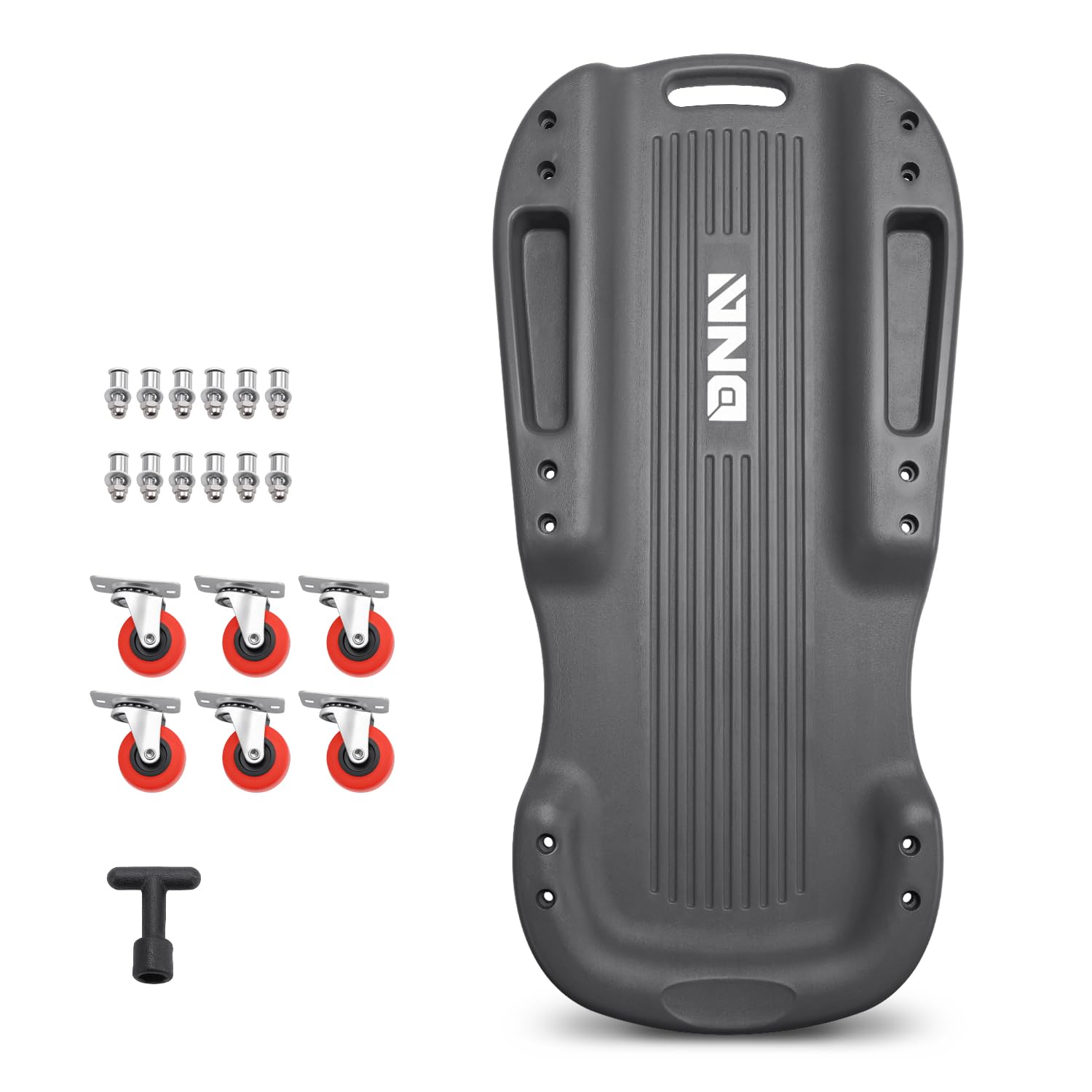 Dna Motoring 38 Inches Low Profile Plastic Rolling Garage Shop Floor Creeper With Side Pockets & 6Pcs Casters, Black, Tools-0039