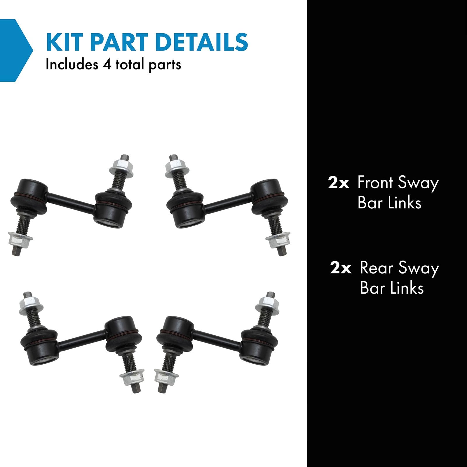 Trq Front & Rear Sway Bar Stabilizer Link Set Compatible With 2004-2009 Cadillac Xlr 1997-2022 Chevrolet Corvette