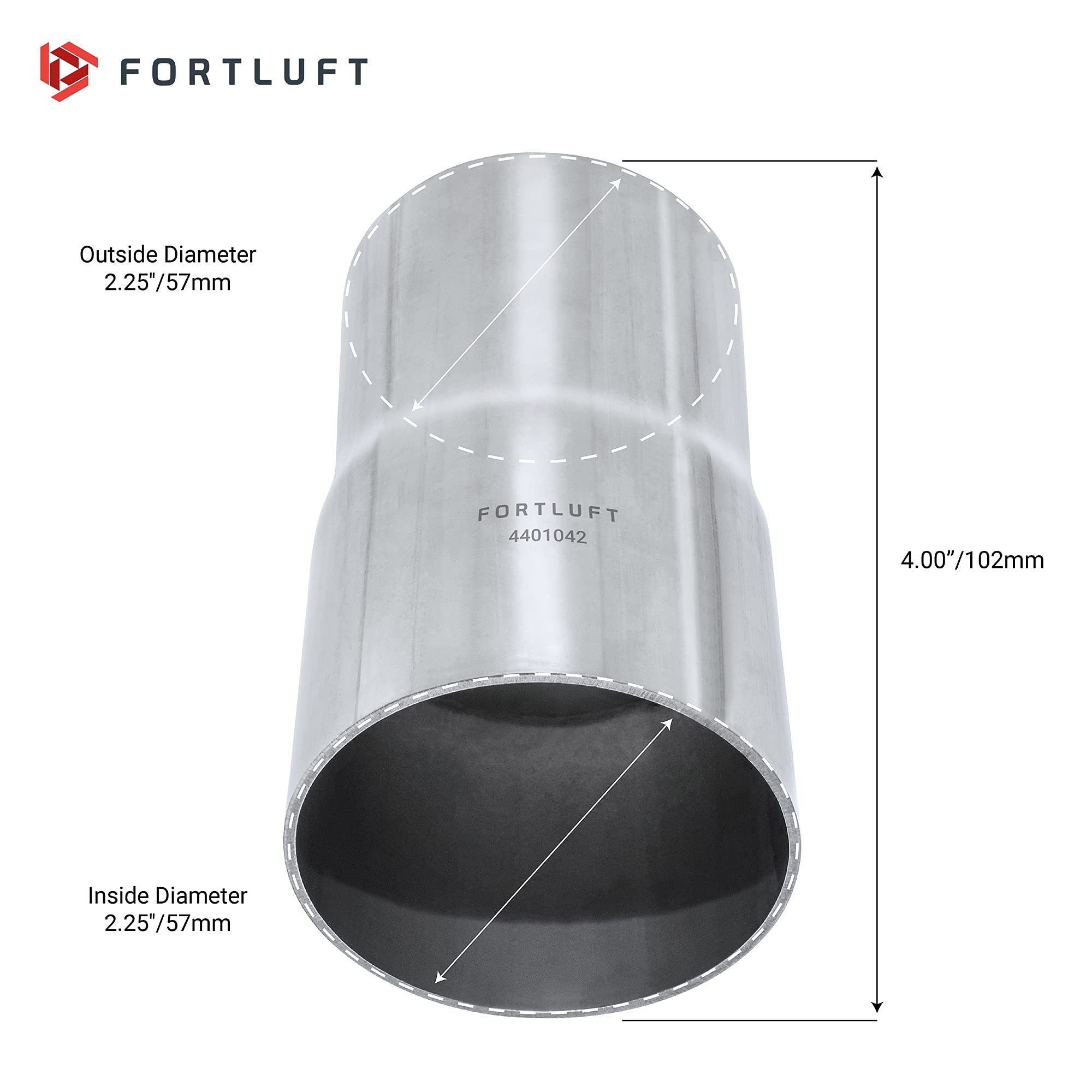 Fortluft Universal Mandrel Exhaust Bend Pipe & Elbow Stainless Steel(Extension Pipe, 2.25''/57Mm)