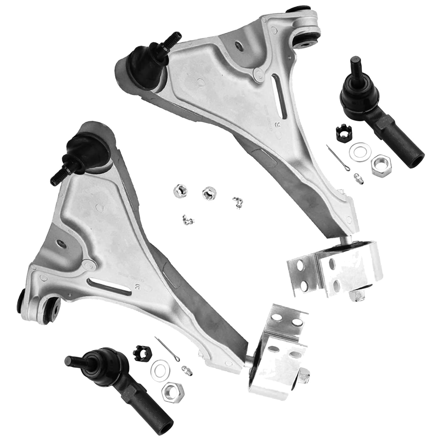 Detroit Axle - 4pc Front End Control Arms Kit for 2006-2011 Buick Lucerne Cadillac DTS, 2 Outer Tie Rod Ends 2 Lower Control Arm