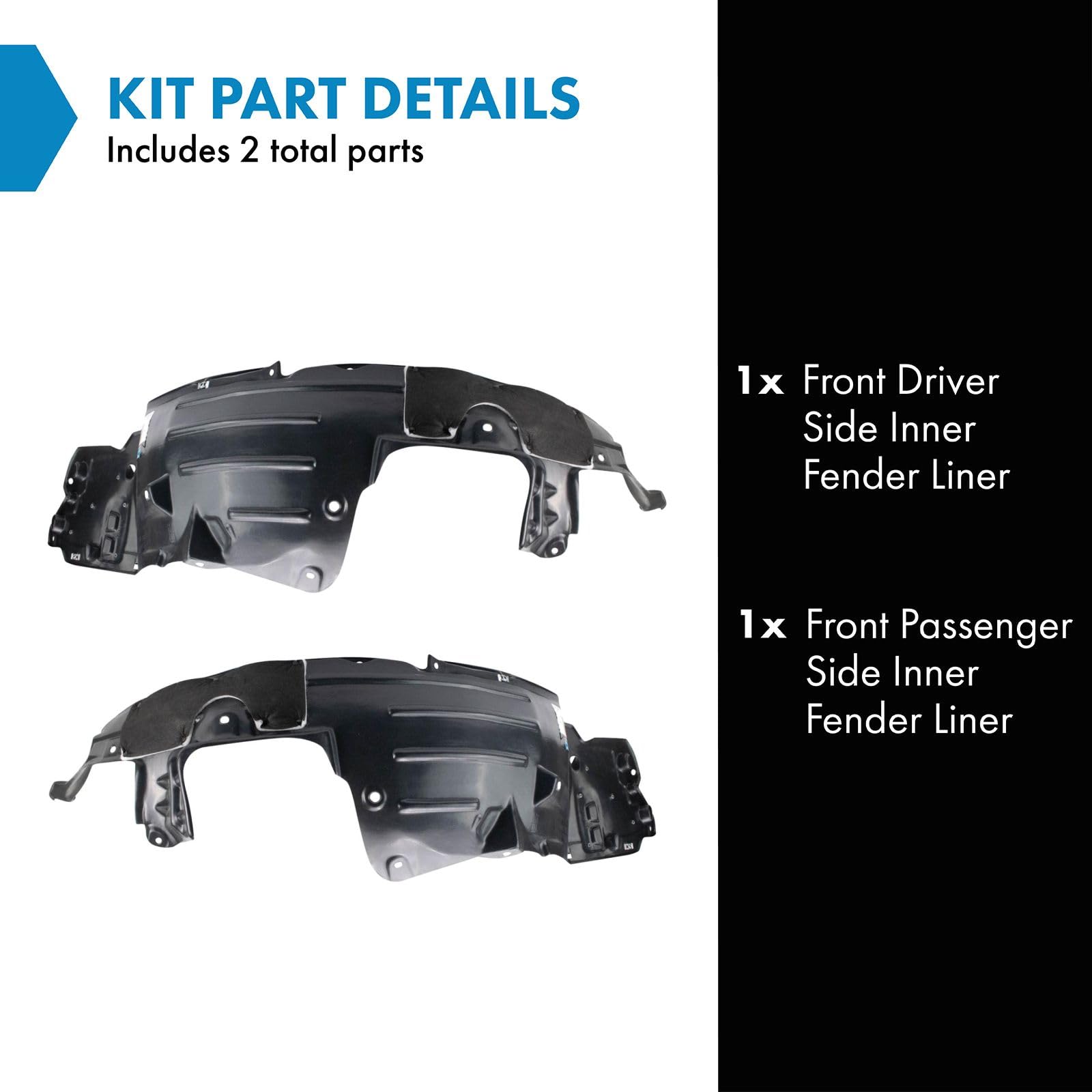 Trq Front Inner Fender Liner Set Compatible With 2018-2020 Honda Fit Ho1248181 Ho1249181