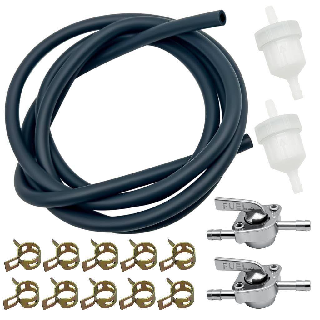 Strongthium 3/16 Fuel Line Hose Kit For Scooters Atvs Dirt Bikes Mini Bikes & Go-Karts With 3/16 Gas Clamps Valve & Filters