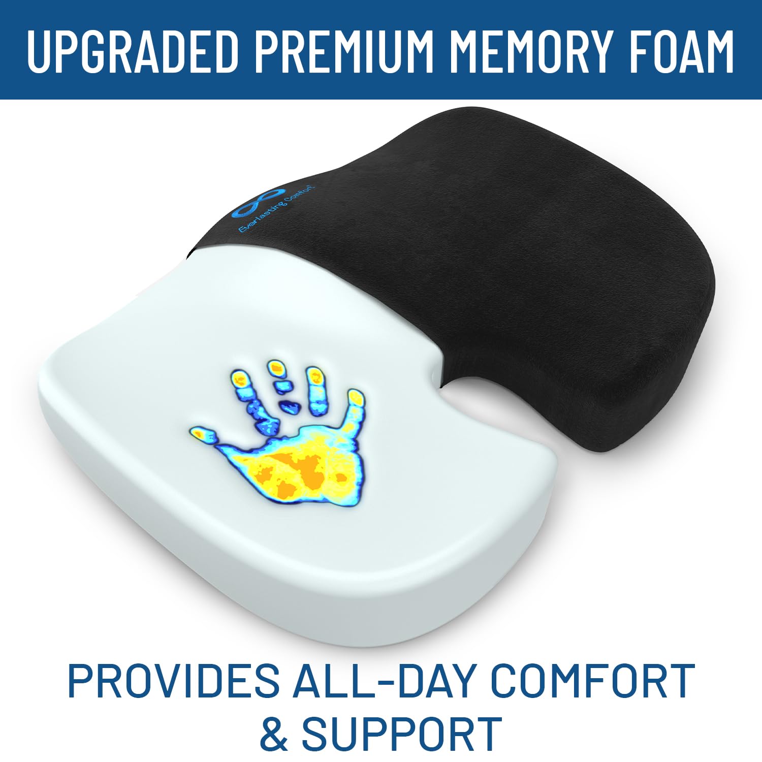 Everlasting Comfort Doctor Recommended Memory Foam Seat Cushions For Office Chairs - Tailbone Pain Relief Cushion, Sciatica & Ba