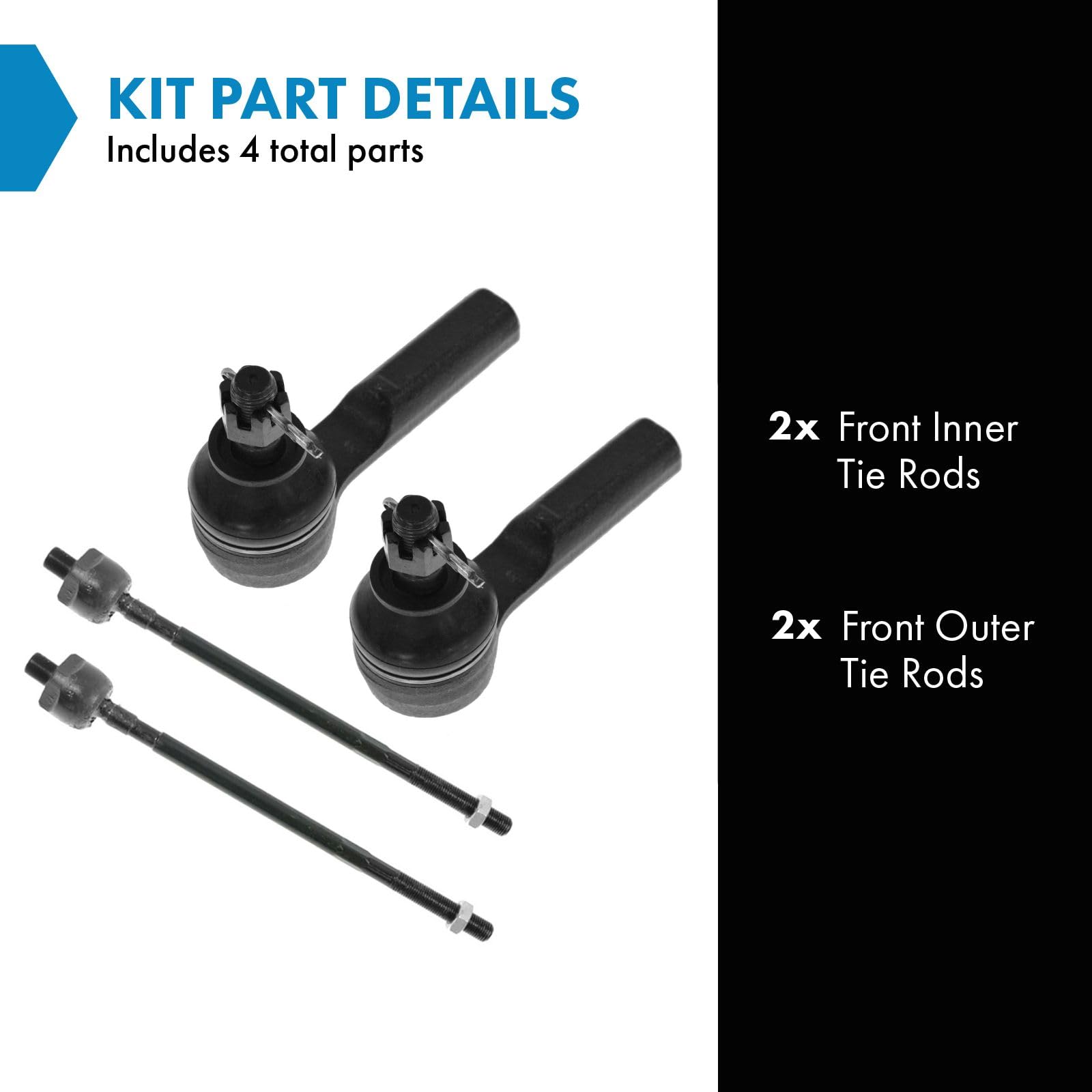 Trq Front Tie Rod Set Compatible With 1996-1999 Infiniti I30 1995-1999 Nissan Maxima