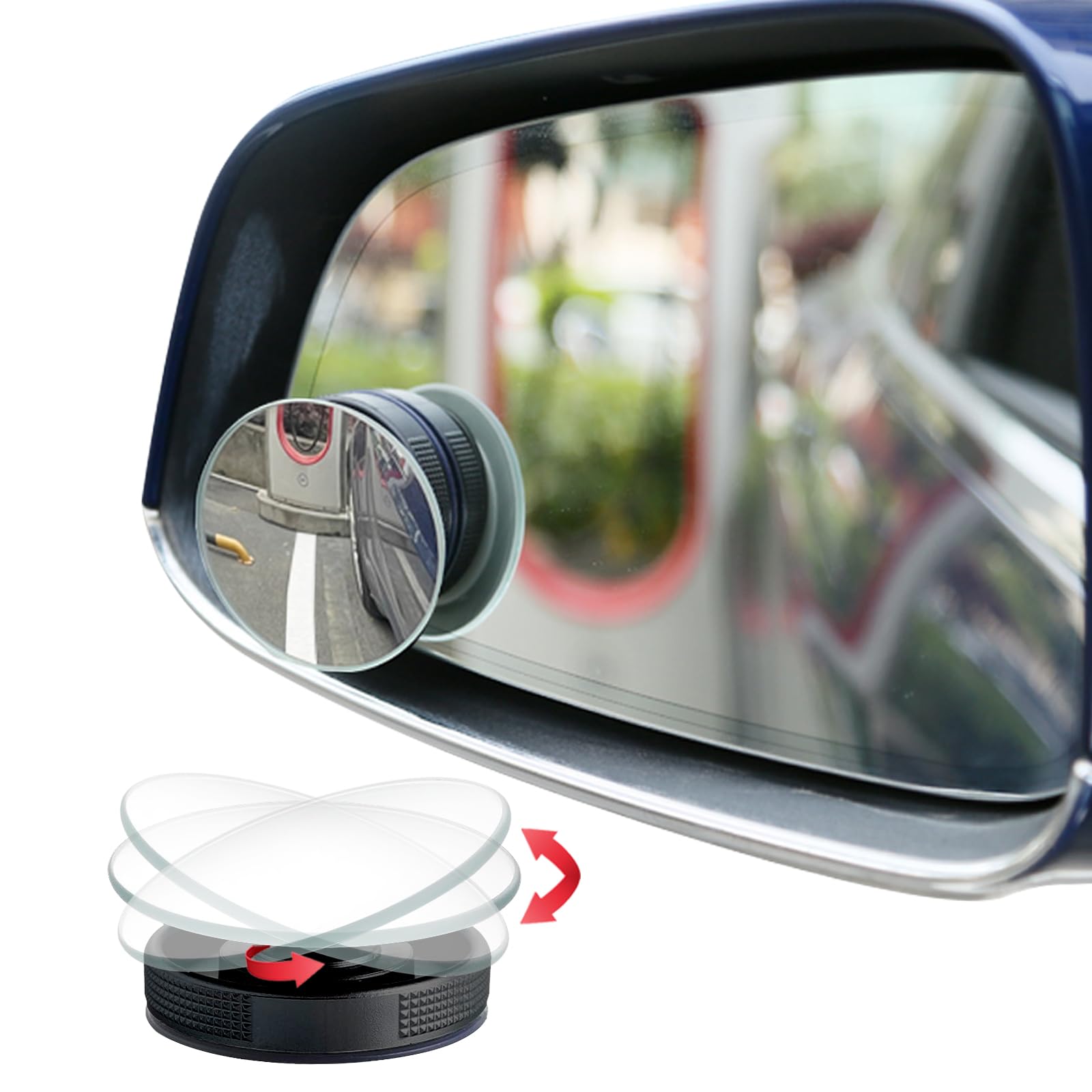 Suction Cup Blind Spot Mirror, Ampper 2'' Hd Glass Frameless Removable Convex Wide Angle Rear View Mirror (Round, Pack Of 2)