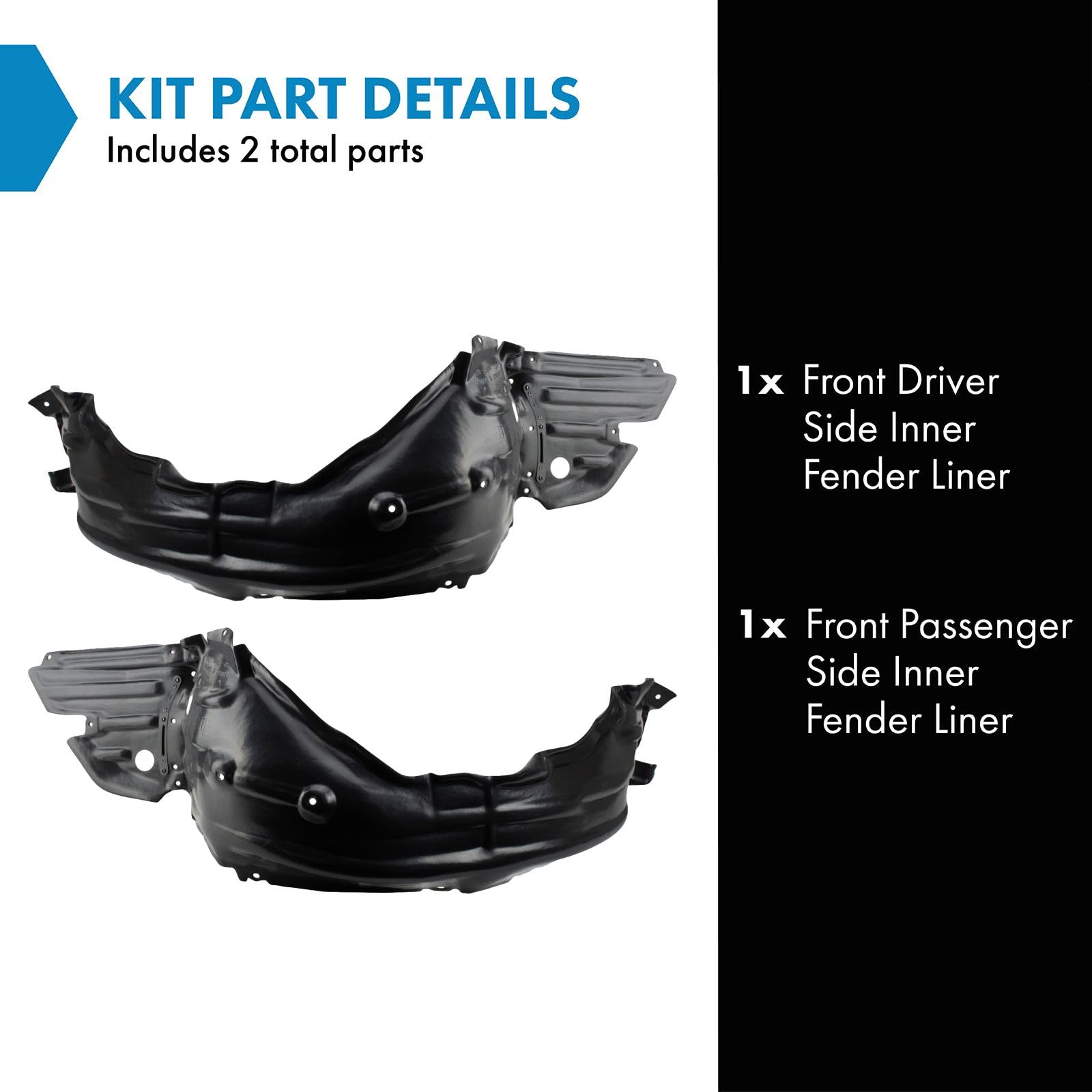 Trq Front Inner Fender Liner Set Compatible With 2016 Lexus Is200T 2014-2015 Is250 Is300 2014-2016 Is350 Lx1248126 Lx1249126