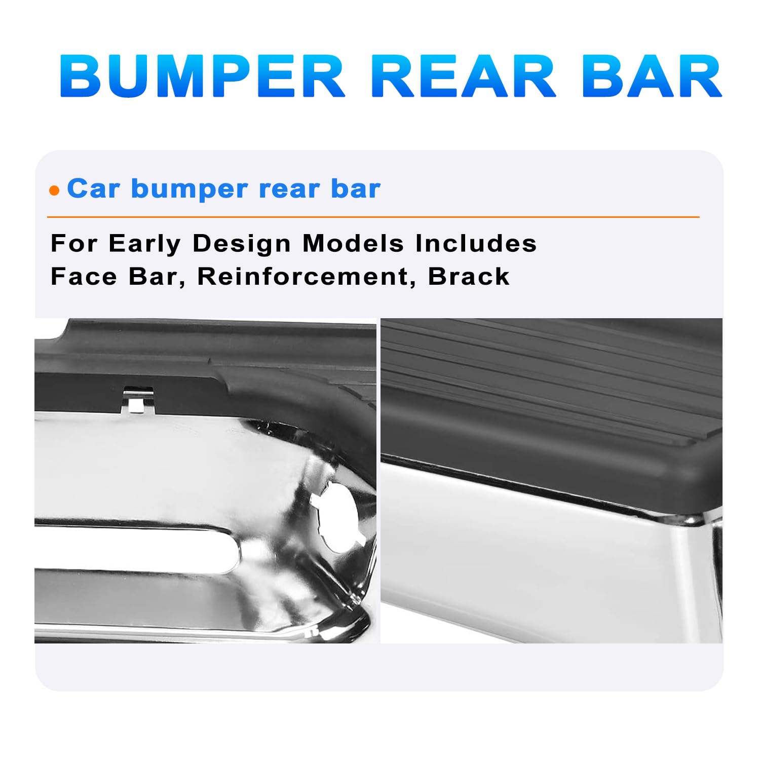 SOCKIR Anti-Rust Coating Rear Bumper Assembly Fit for 1995-2004 Toyota Tacoma Back Step Bumper with Black Plastic Pads Chrome St