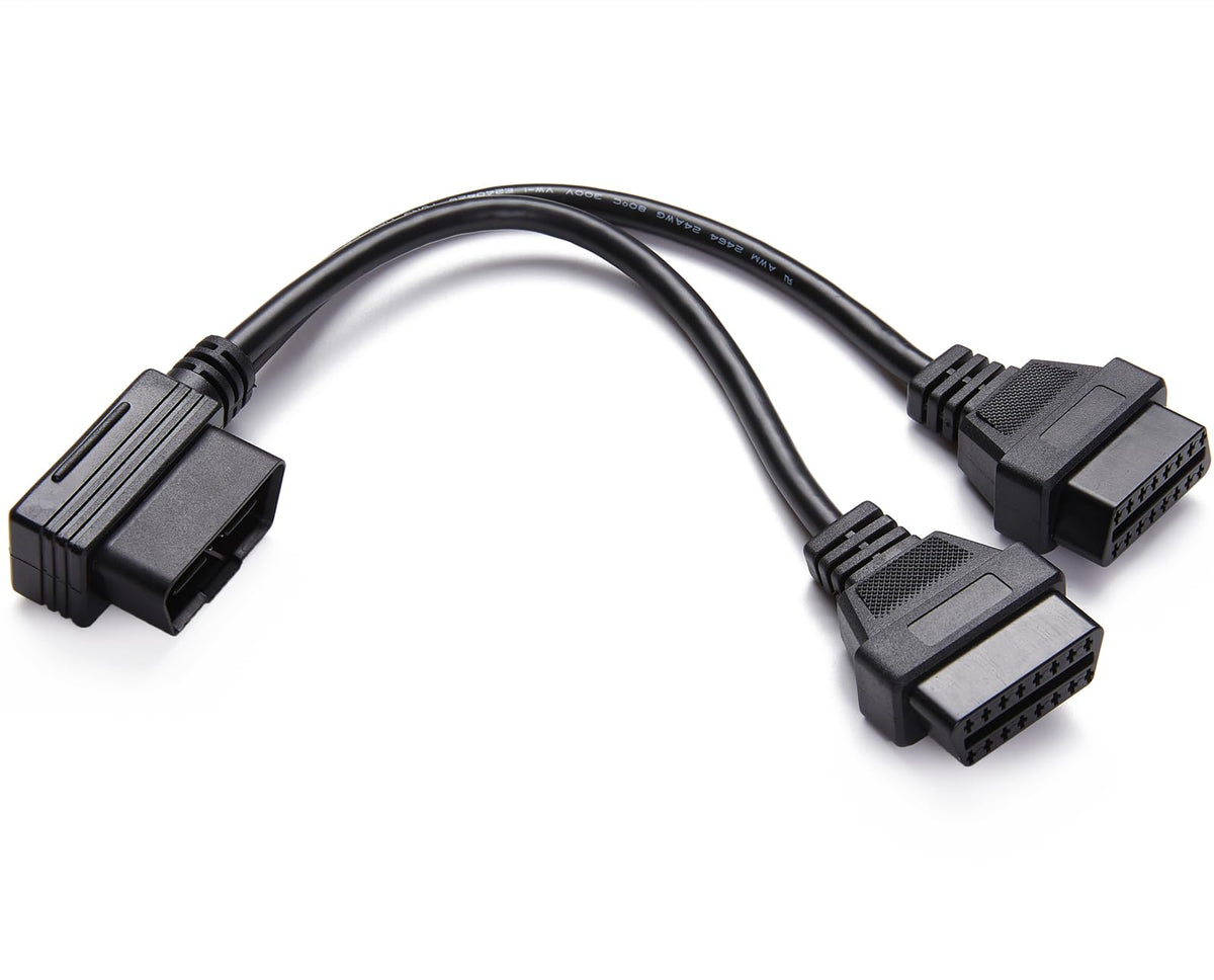 Right Angle Obd2 Splitter Y Cable, Bbfly-B20 Obdii 1 Male Splitter To 2 Female Extension Cable 1Ft/30Cm (1Pack)