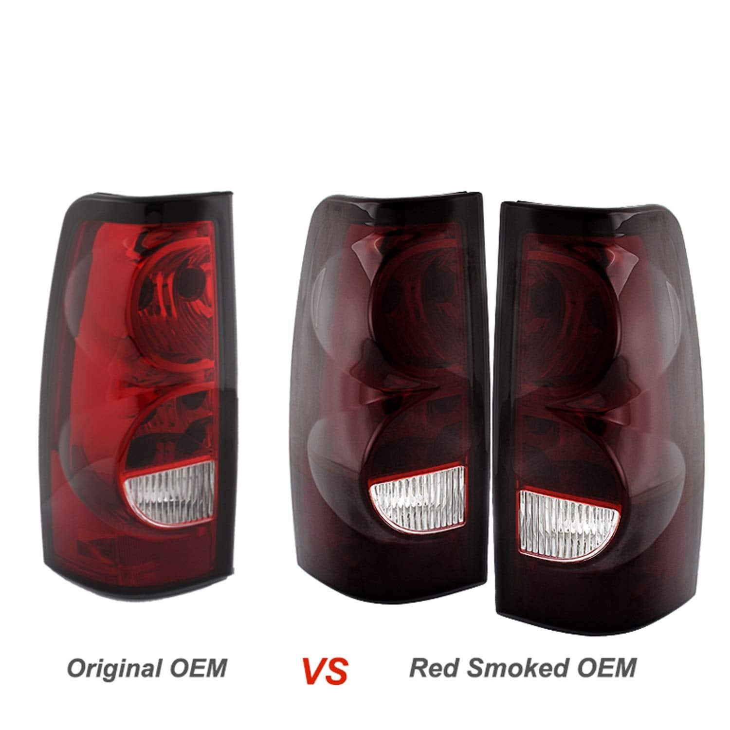 Xtune Alt-Jh-Cs03-Oe-Rsm Chevy Silverado Tail Light, Red Smoke