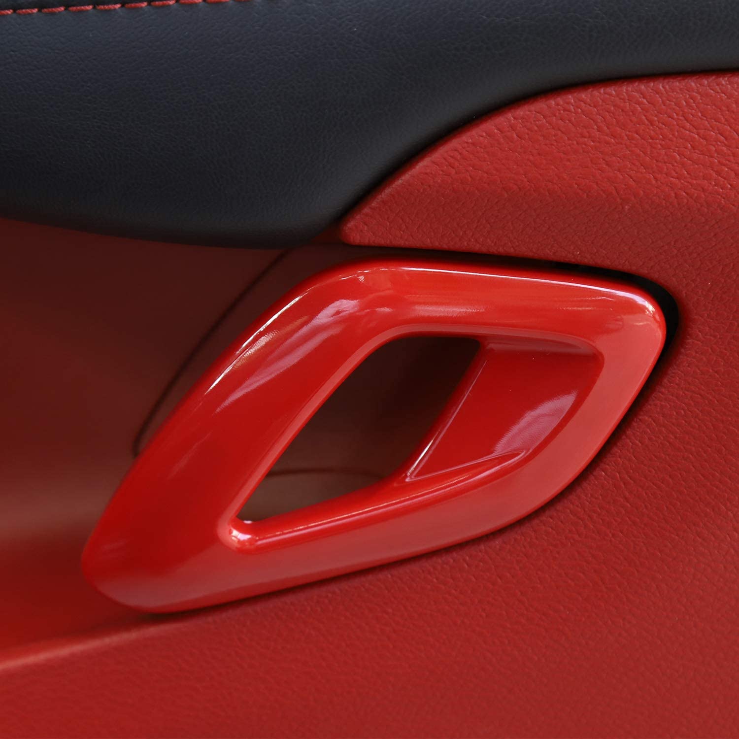Voodonala For Challenger 2015-2023 Car Door Inner Door Handle Cover Trim Accessories For Dodge Challenger 2015-2023 (Red,Abs,2Pc