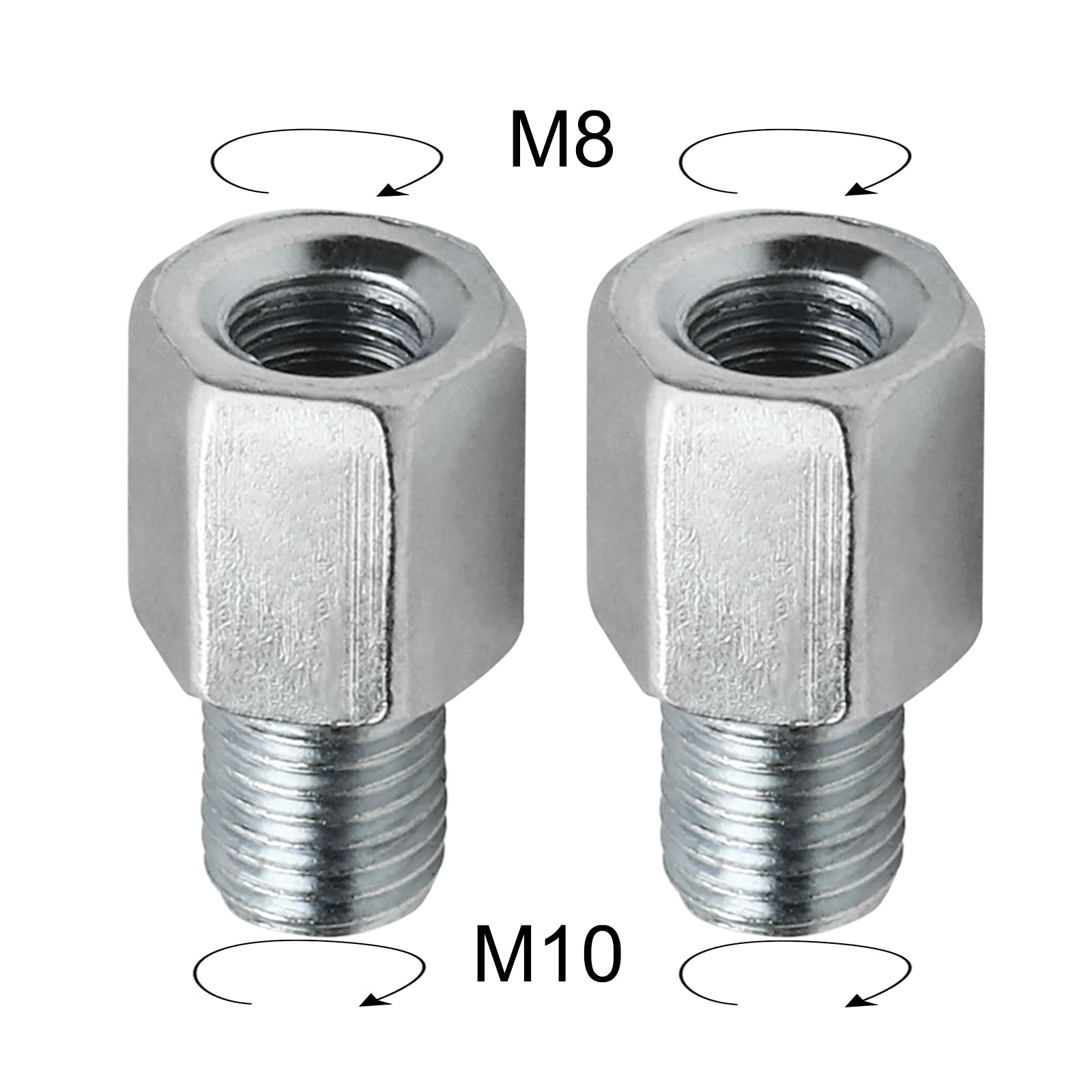 FLYPIG Universal Motorcycle rear Mirror Adapters Thread - 10mm Male to 8mm Female clockwise threaded for Motorcycle ATV Scooter