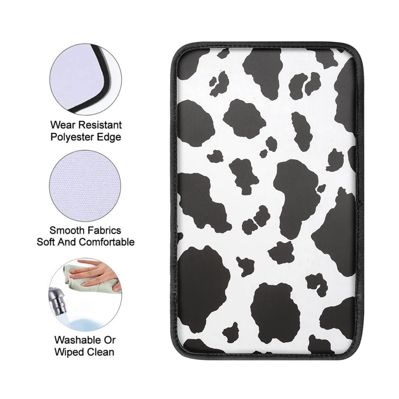Dreaweet Stylish Cow Print Auto Center Console Pad,Car Armrest Pad Car Armrest Seat Box Cover Protector For Most Vehicle, Suv, T