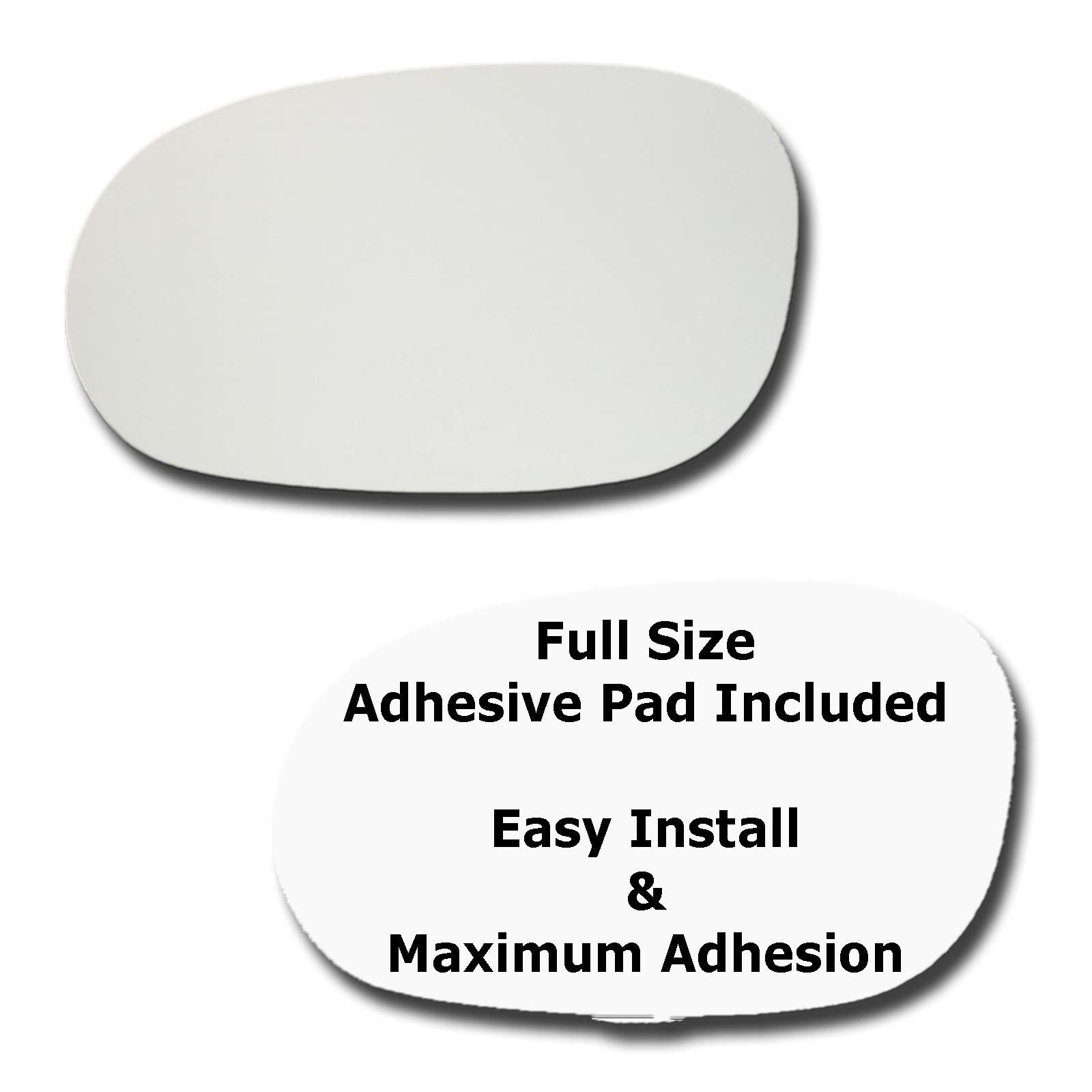 Mirror Glass + Full Size Adhesive Pad For 2008-2021 Dodge Challenger Driver Side Replacement (2008 2009 2010 2011 2012 2013 2014 2015 2016 2017 2018 2019 2020 2021)