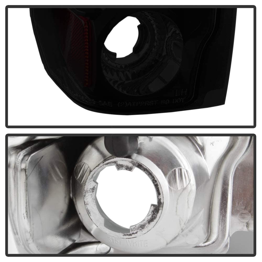 Acanii - For 1987-1996 Ford F150 F250 F350 Bronco Black Smoked Rear Tail Lights Brake Lamps Pair Driver & Passenger Side