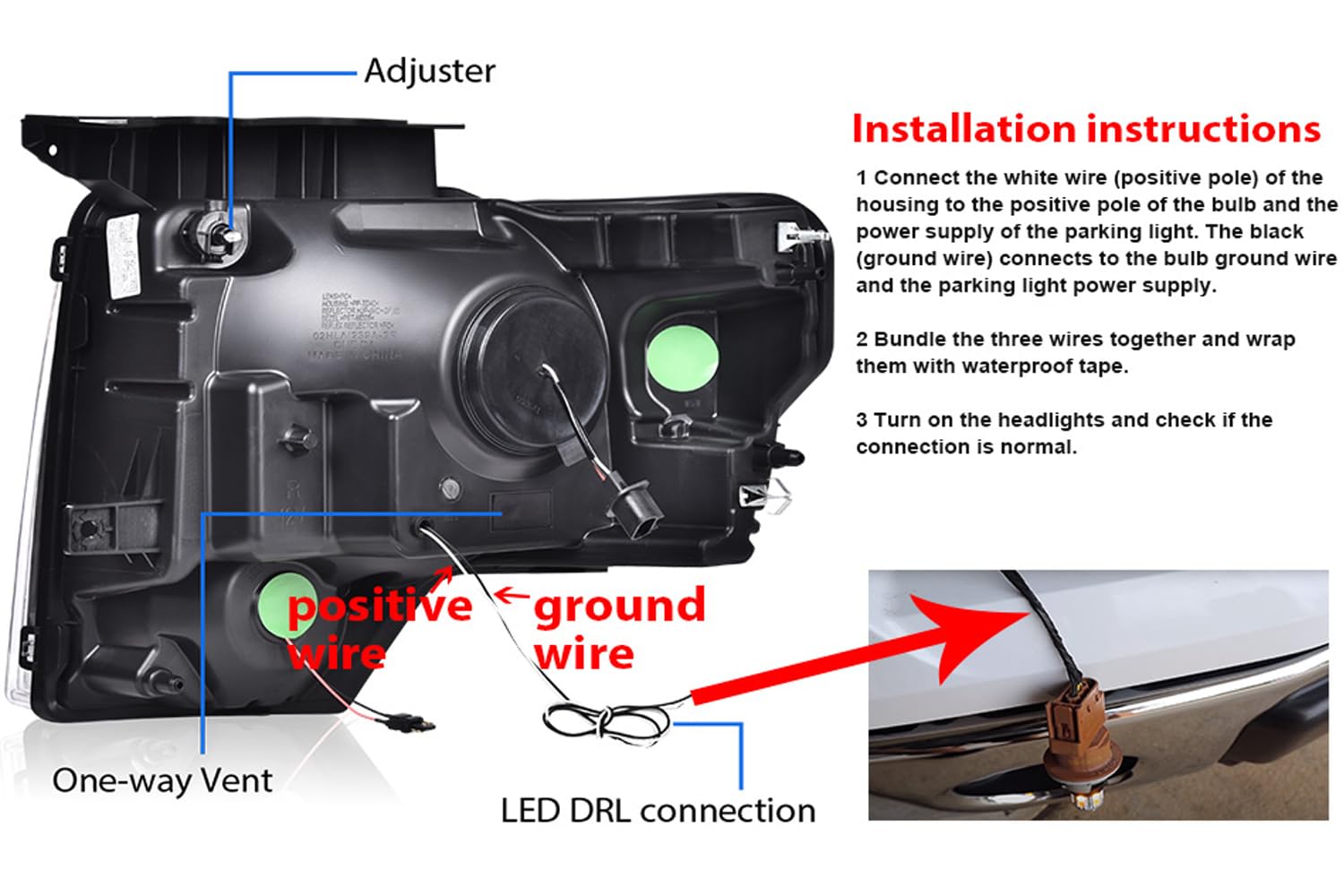 Pit66 Headlight Headlamp Assembly Compatible With Ford F150 2009-2014 (Clear Lens Black Housing Clear Reflector, Modified Style)